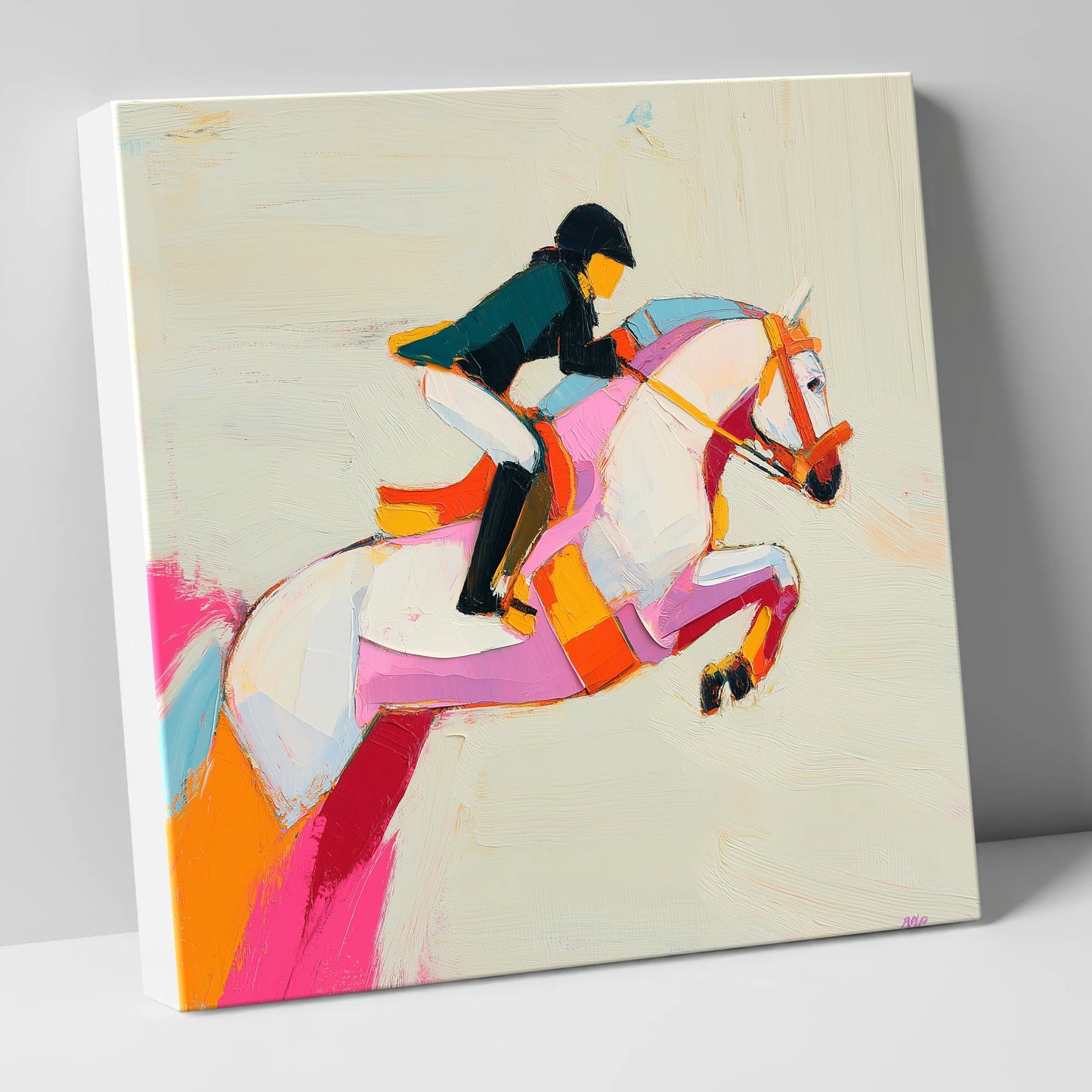 Vivid Bascule show jumping horse canvas wall art
