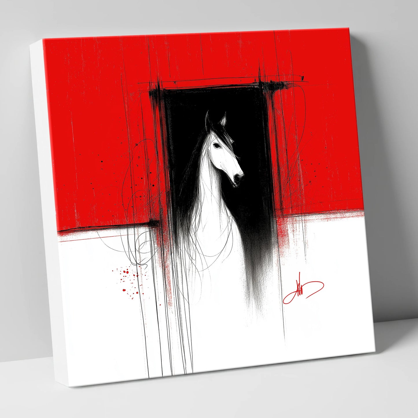 The Crimson Doorway horse stable canvas wall art