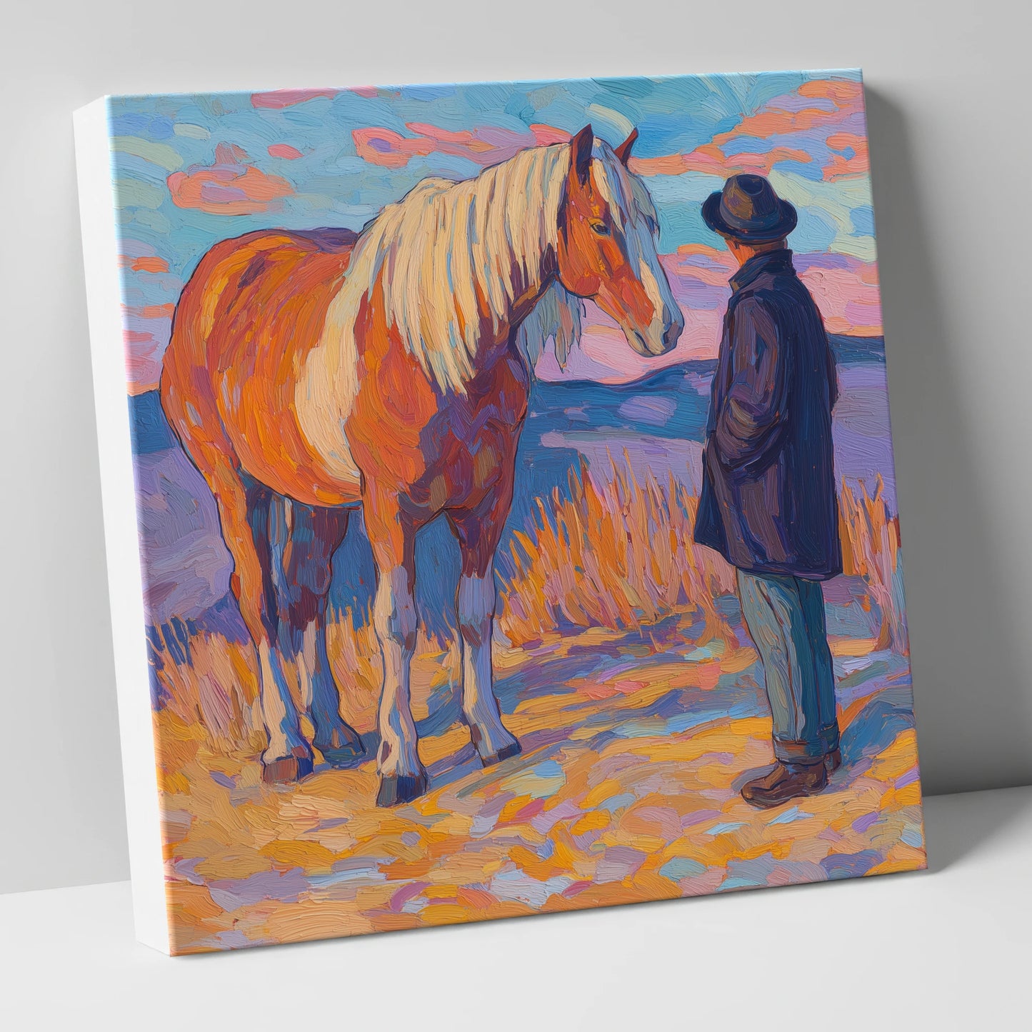 Golden Hour Harmony horse & rider canvas wall art