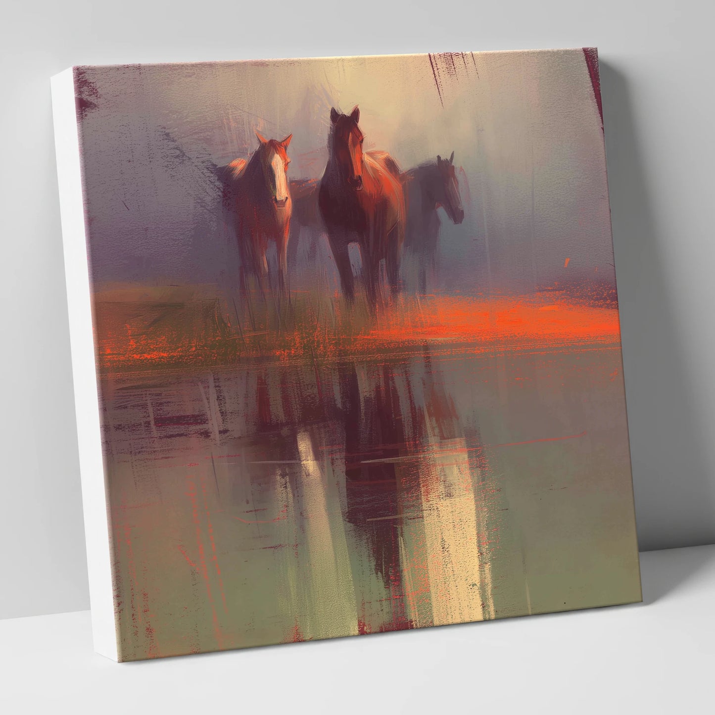 Ember Reflections wild horses canvas wall art