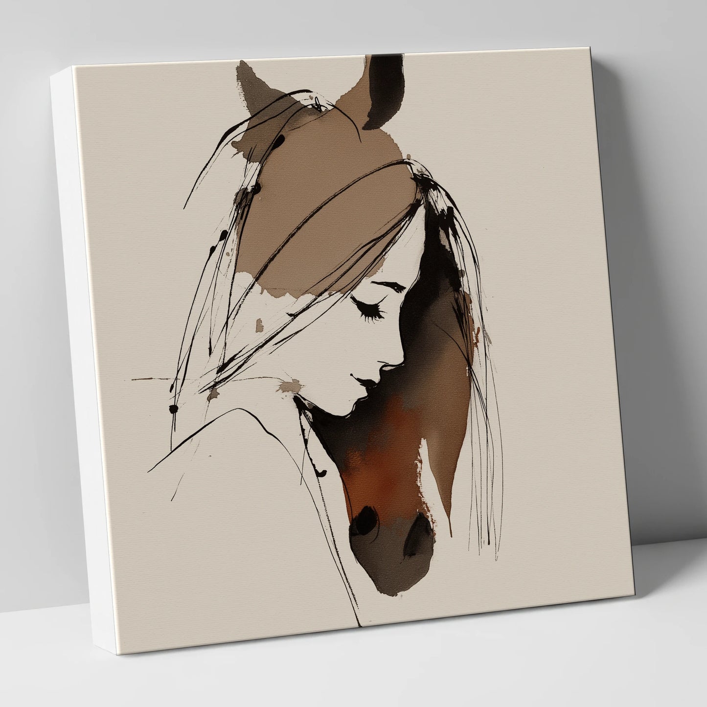 Intertwined Spirits horse & rider canvas wall art