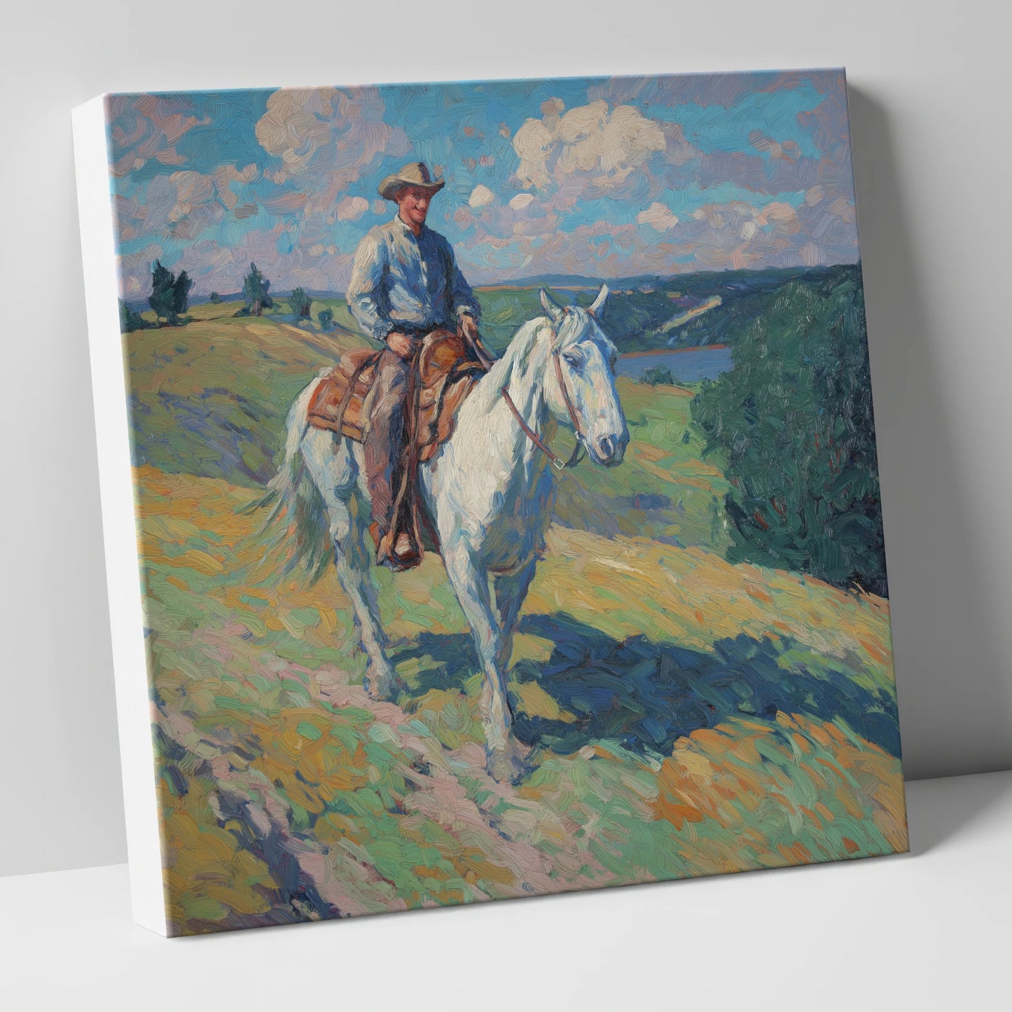 Riding the Ridge western horse canvas wall art