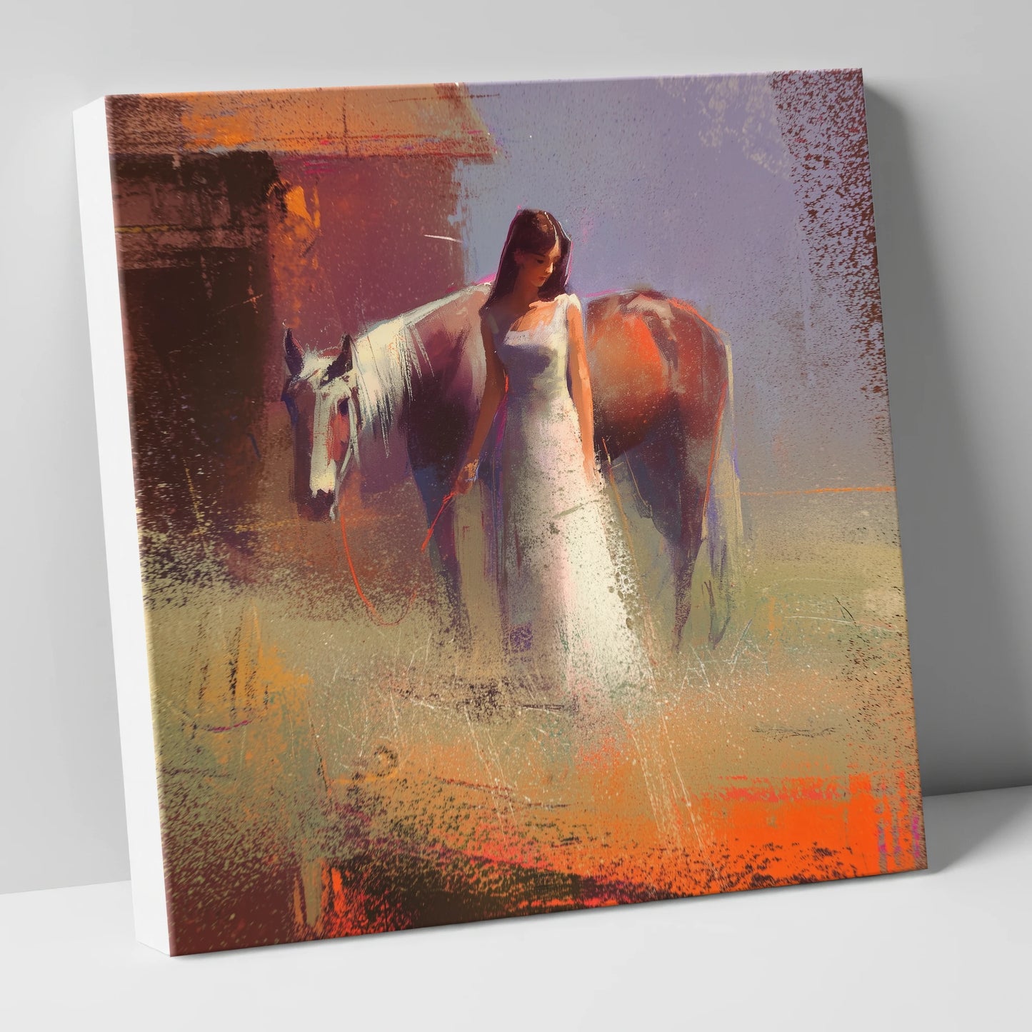 A Quiet Bond horse & rider canvas wall art