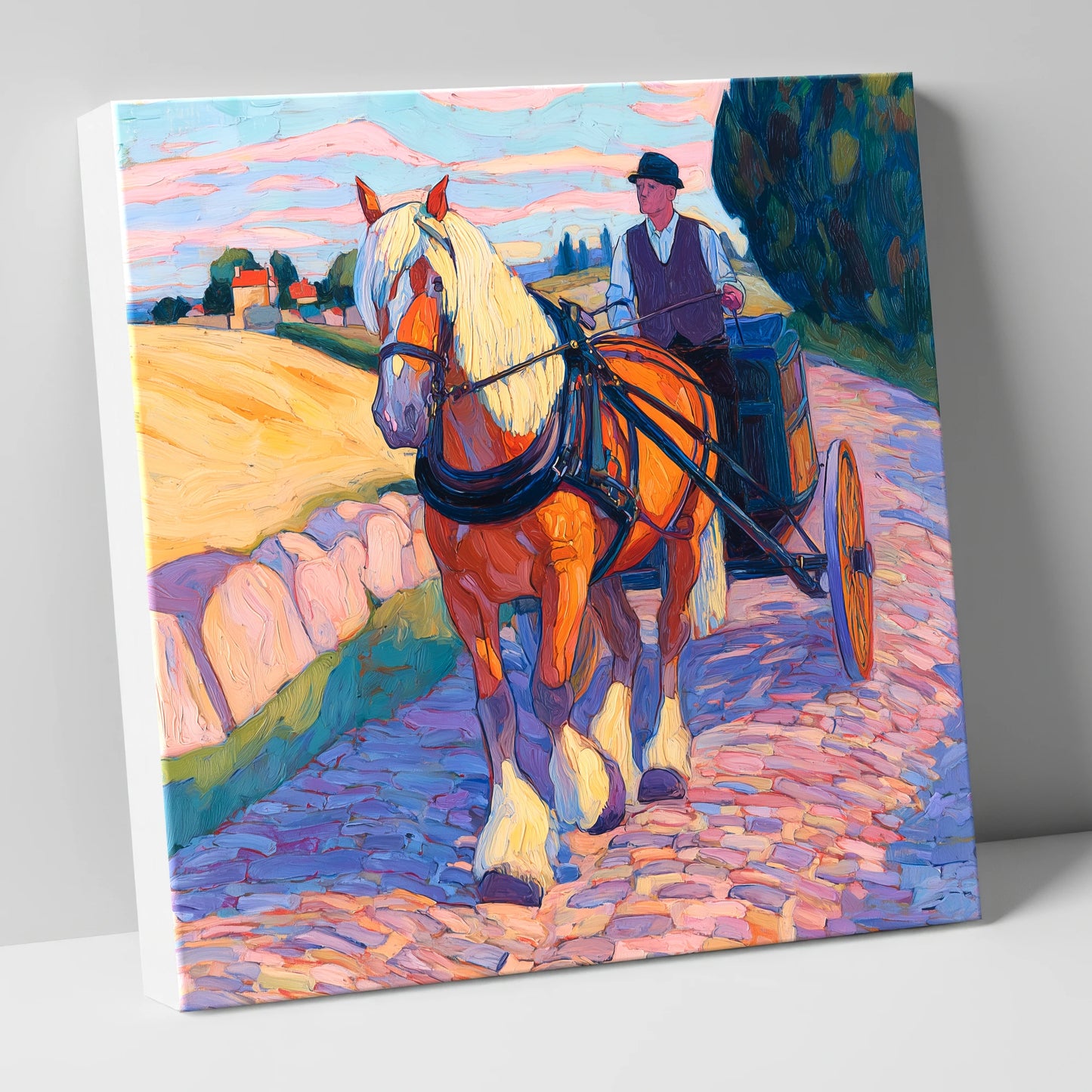Evening Draught on Cobbles working horse canvas wall art