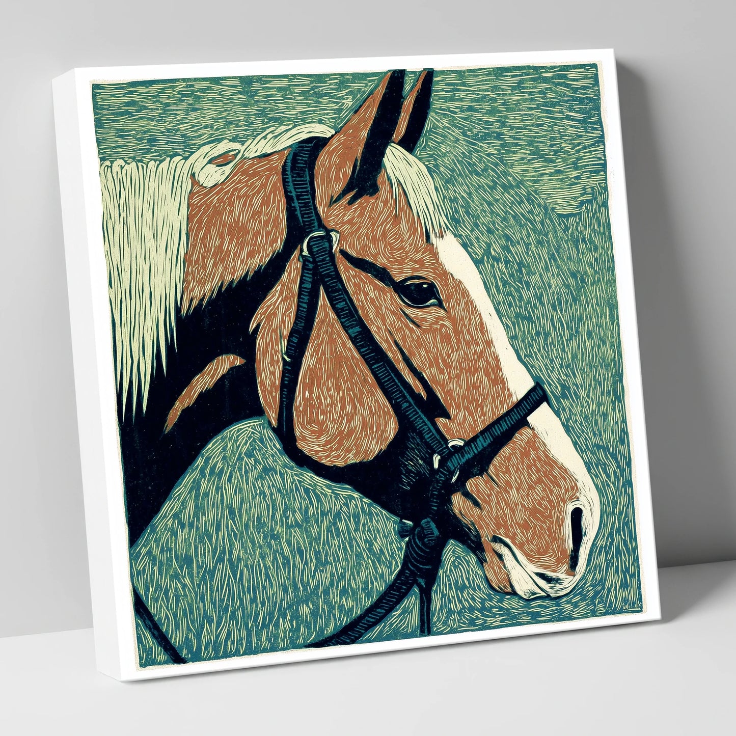 Bold Chestnut Profile horse portrait canvas wall art