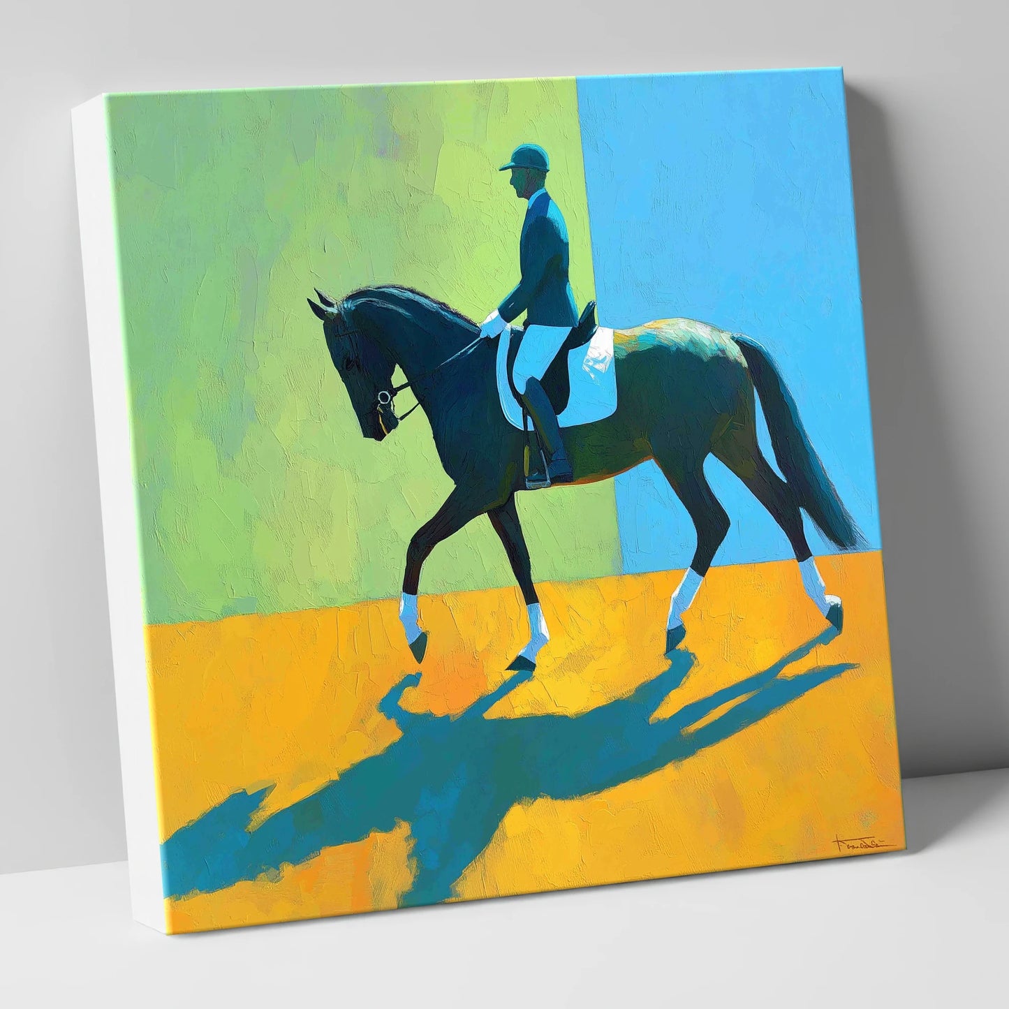 Precision in Sunlight dressage horse canvas wall art