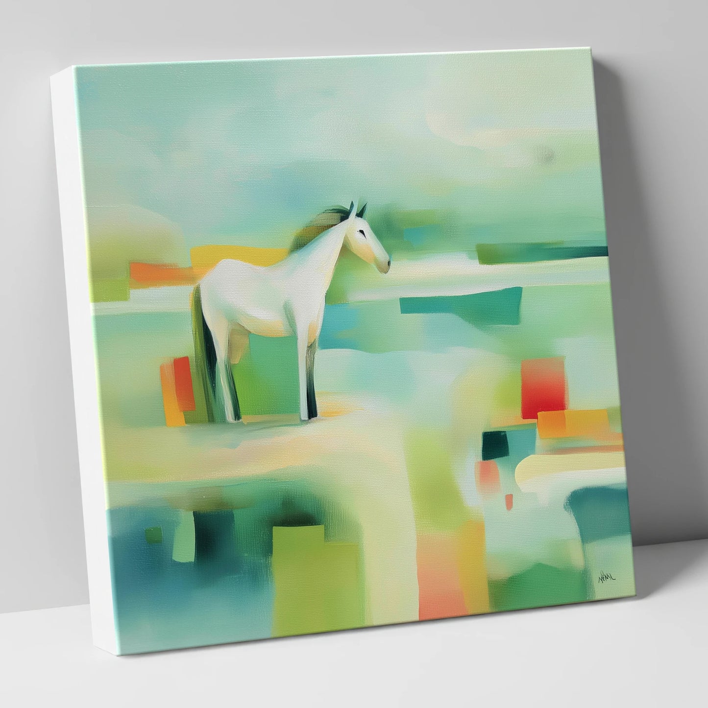 Abstract Grey Harmony horse landscape canvas wall art