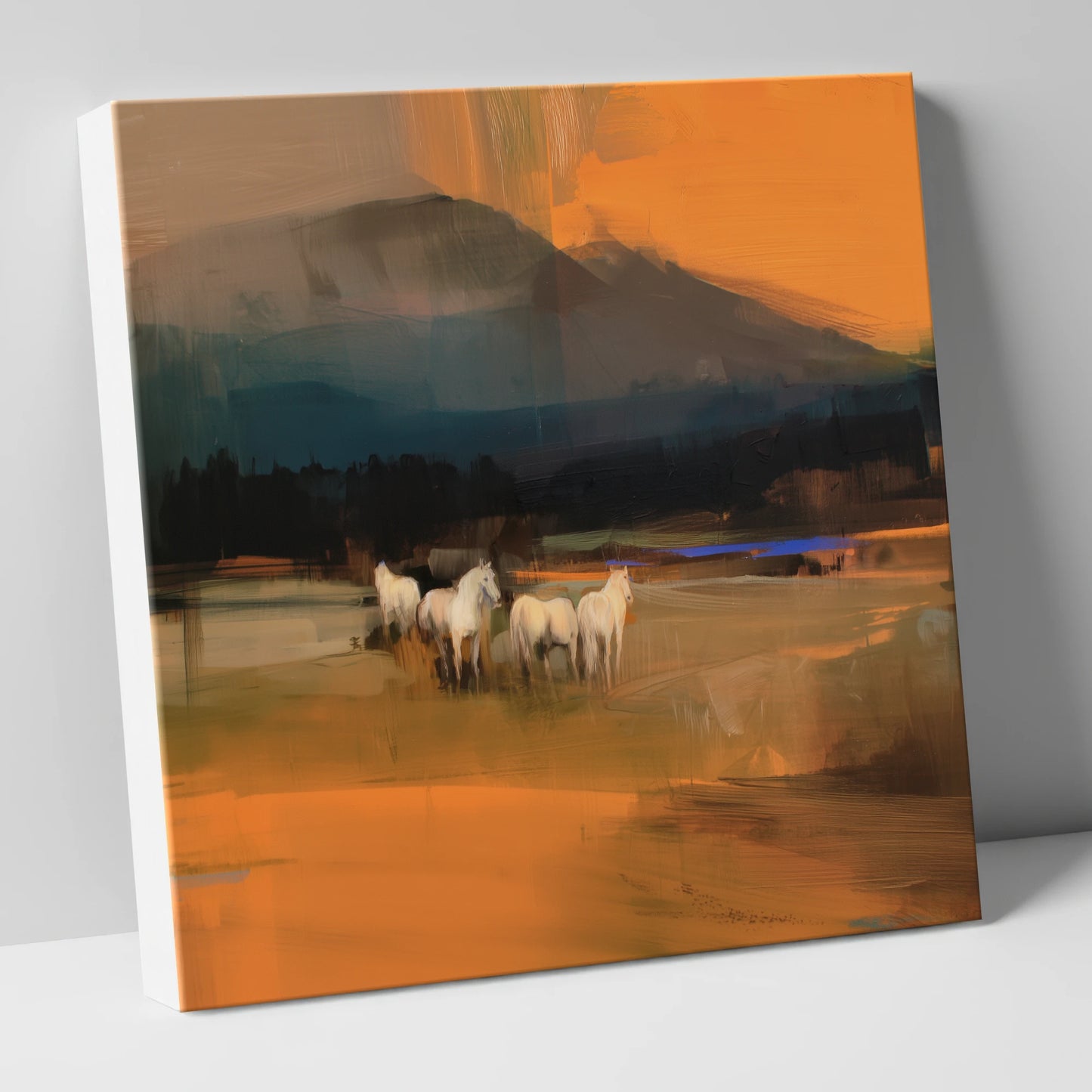 Amber Valley Greys wild horses canvas wall art