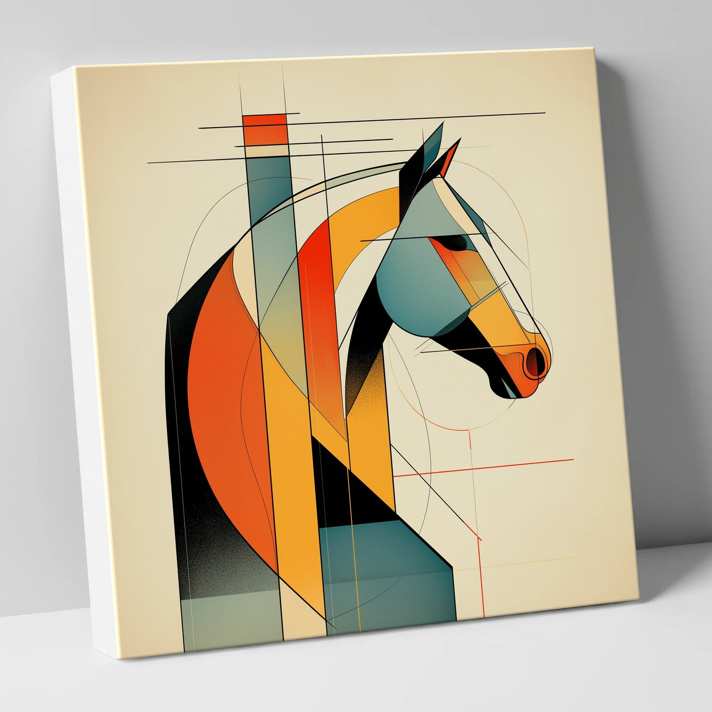 Structured Equine Form horse portrait canvas wall art