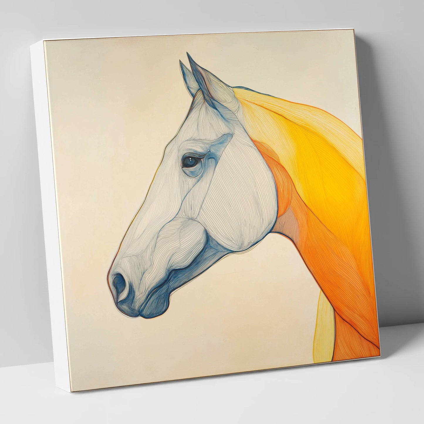 Flowing Amber Contours horse portrait canvas wall art