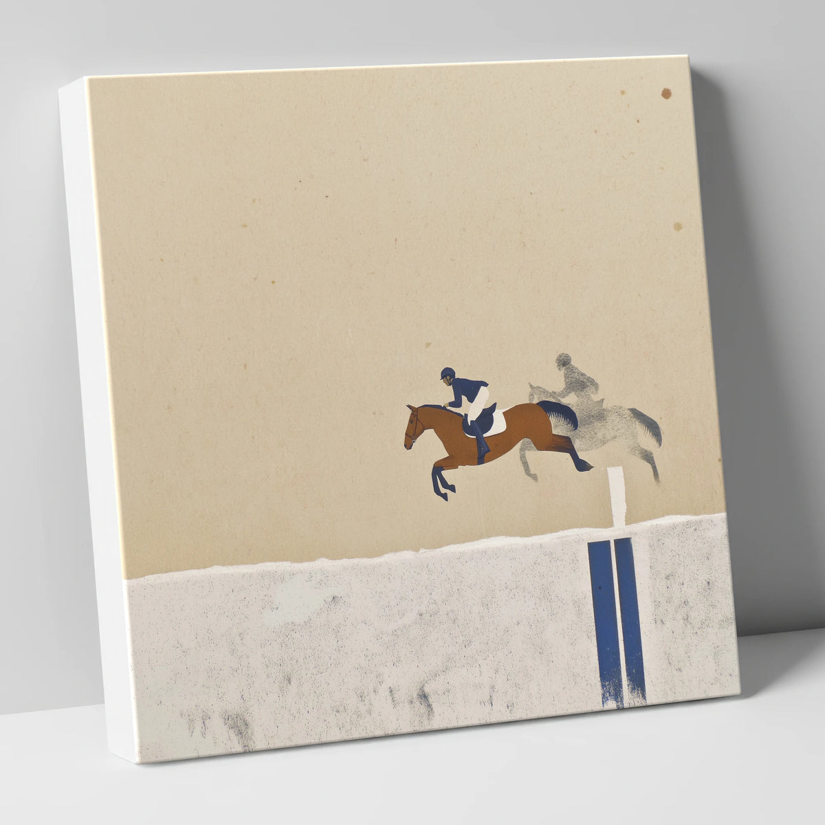 Chestnut Showjumper on Parchment show jumping horse canvas wall art