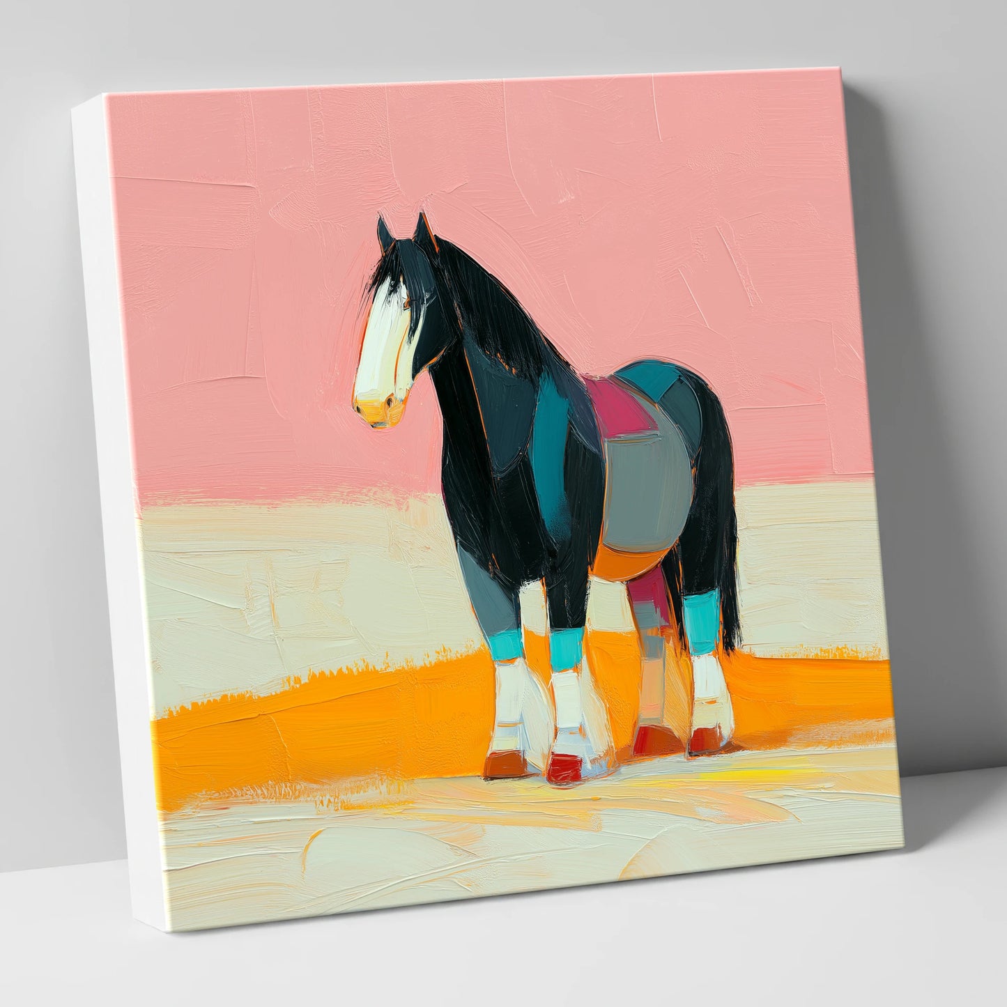 Vibrant Heavy Horse Profile working horse canvas wall art