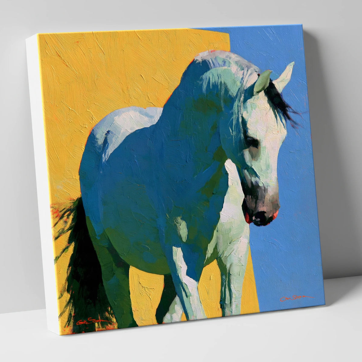 Grey Horse in Vibrant Light horse breed canvas wall art