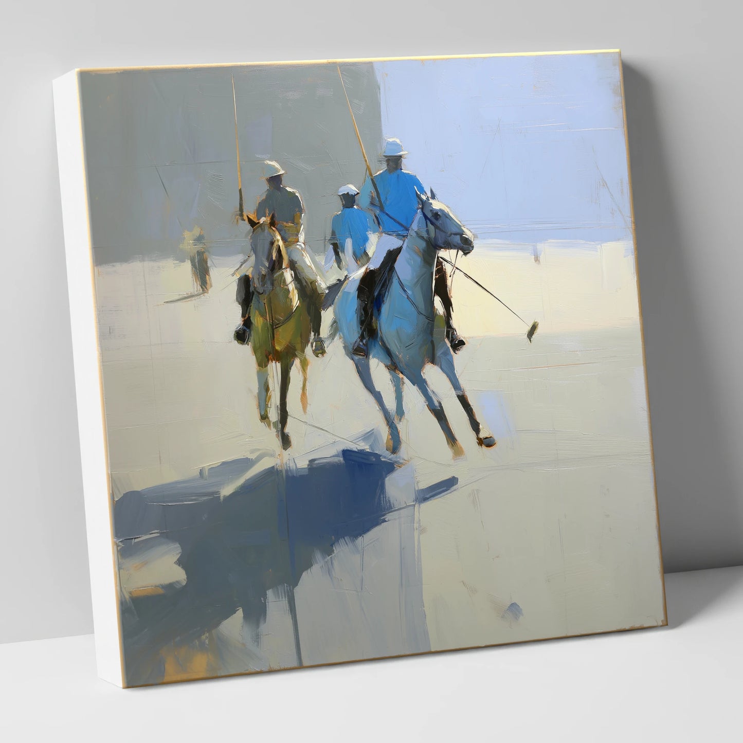 Slate Blue Chukka polo horse canvas wall art