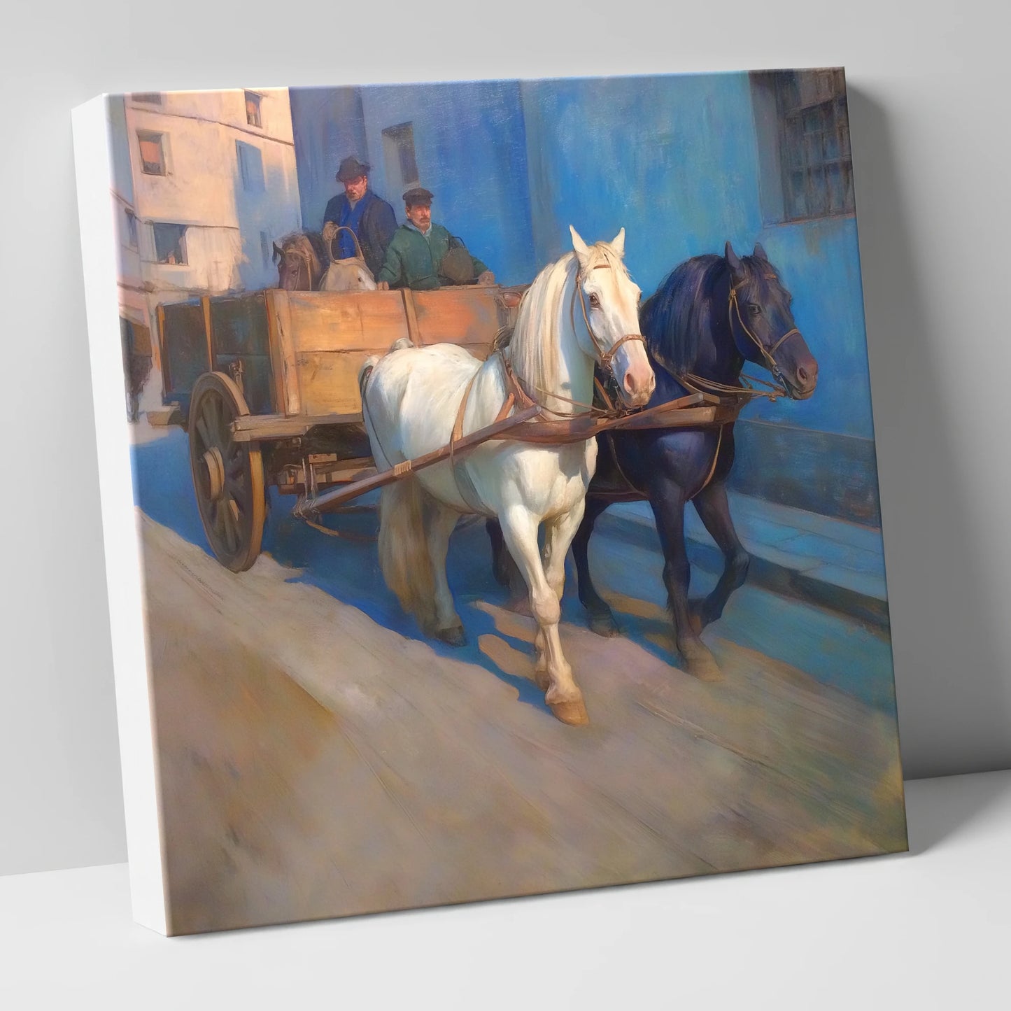 Sunlit Draught Pair working horse canvas wall art