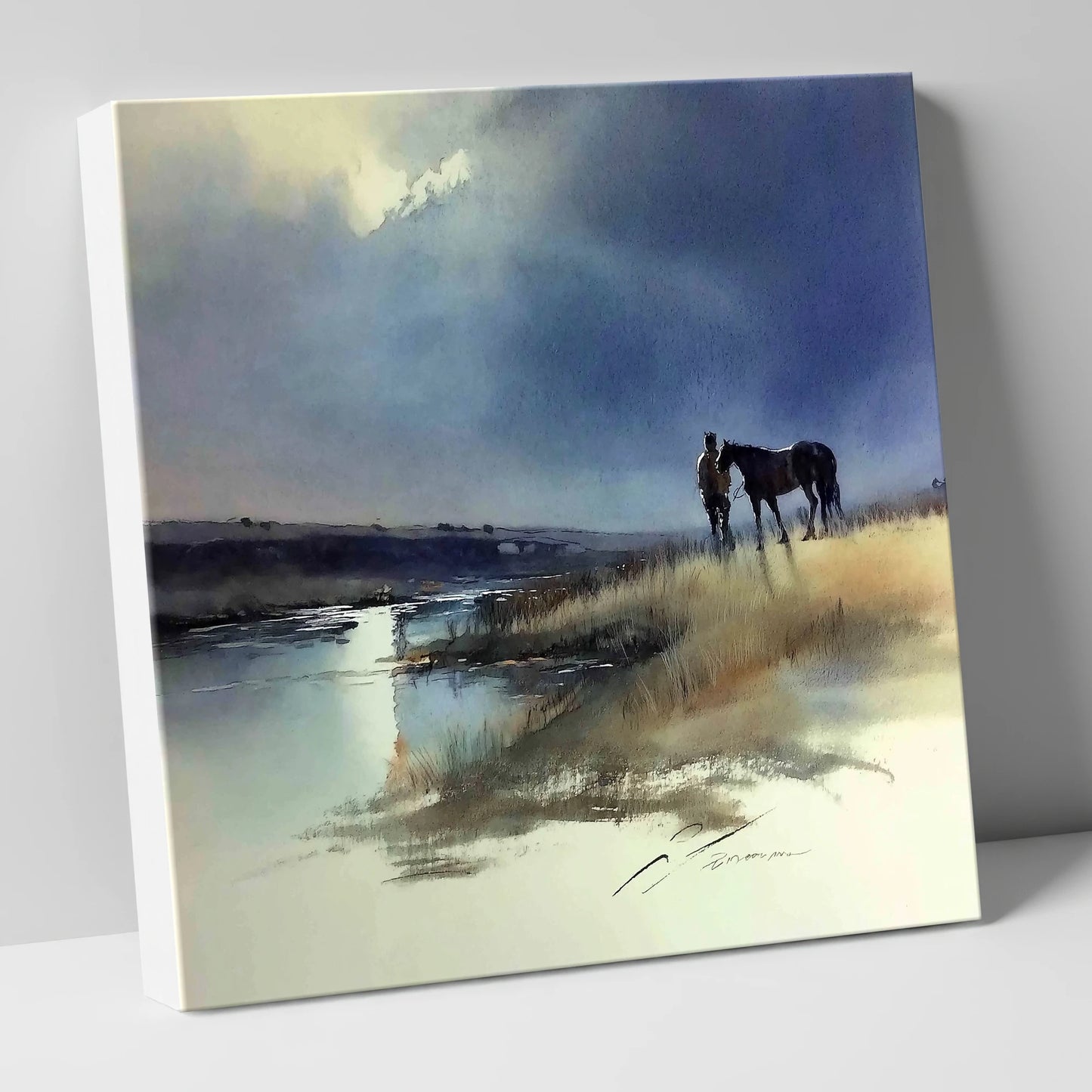 Storm Light Companions horse & rider canvas wall art