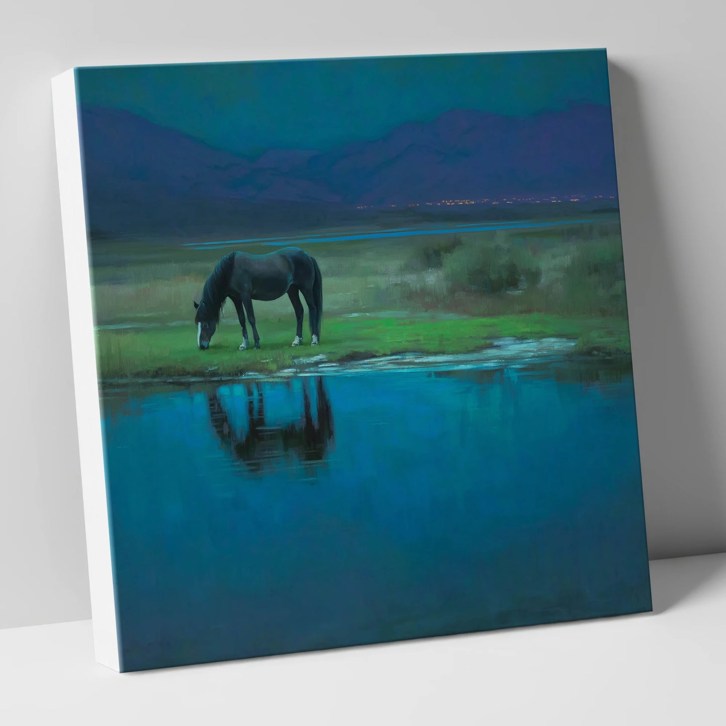 Midnight Reflection horse landscape canvas wall art