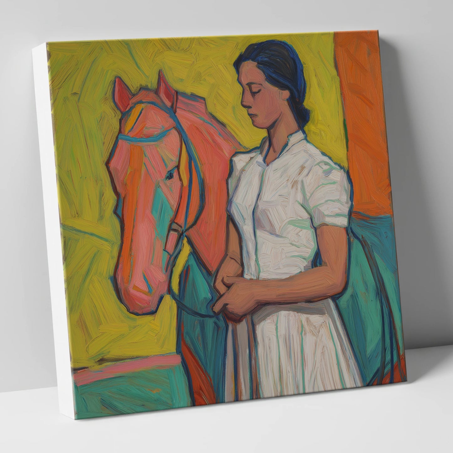 Vibrant Connection horse & rider canvas wall art