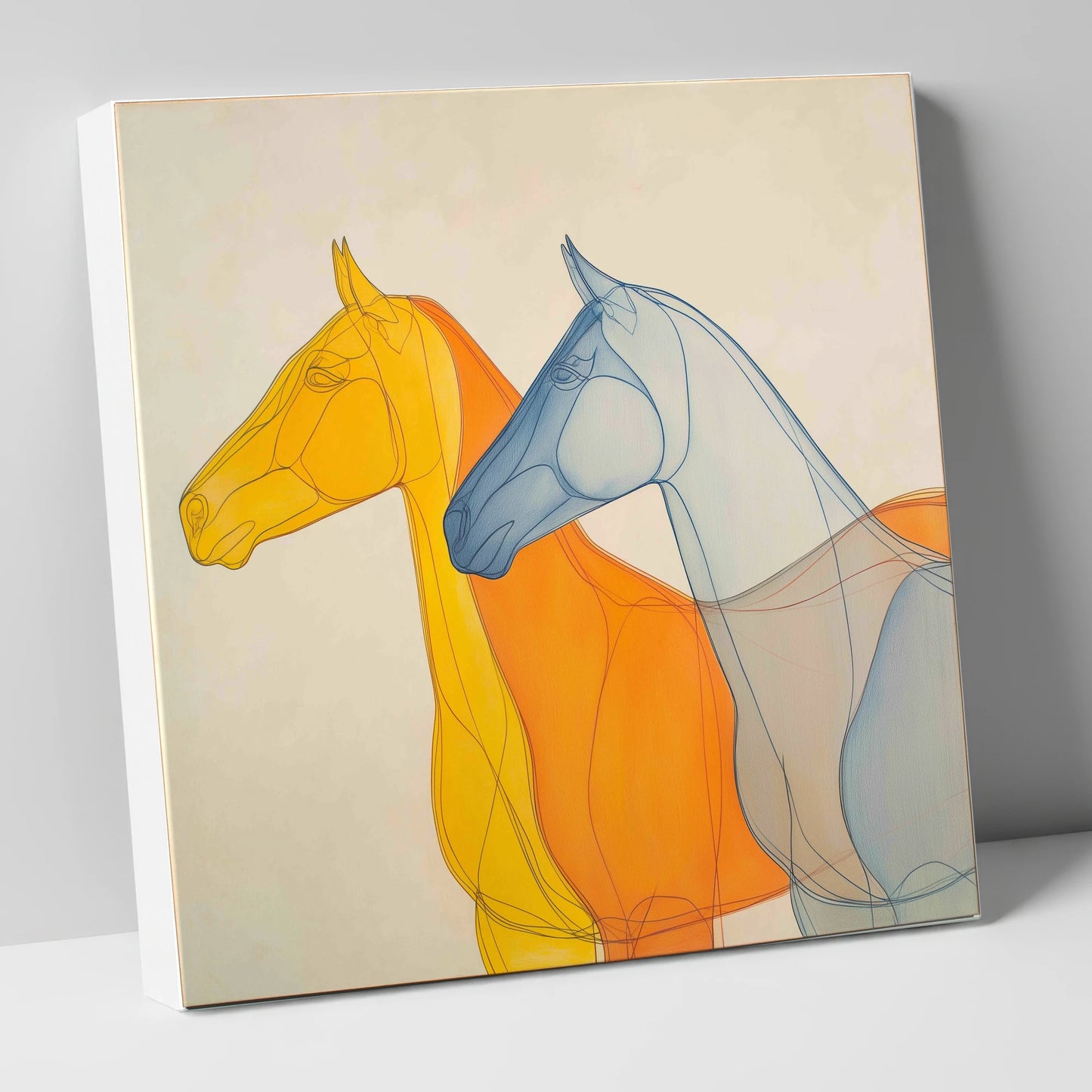 Synchronised Racing Profiles racing horse canvas wall art