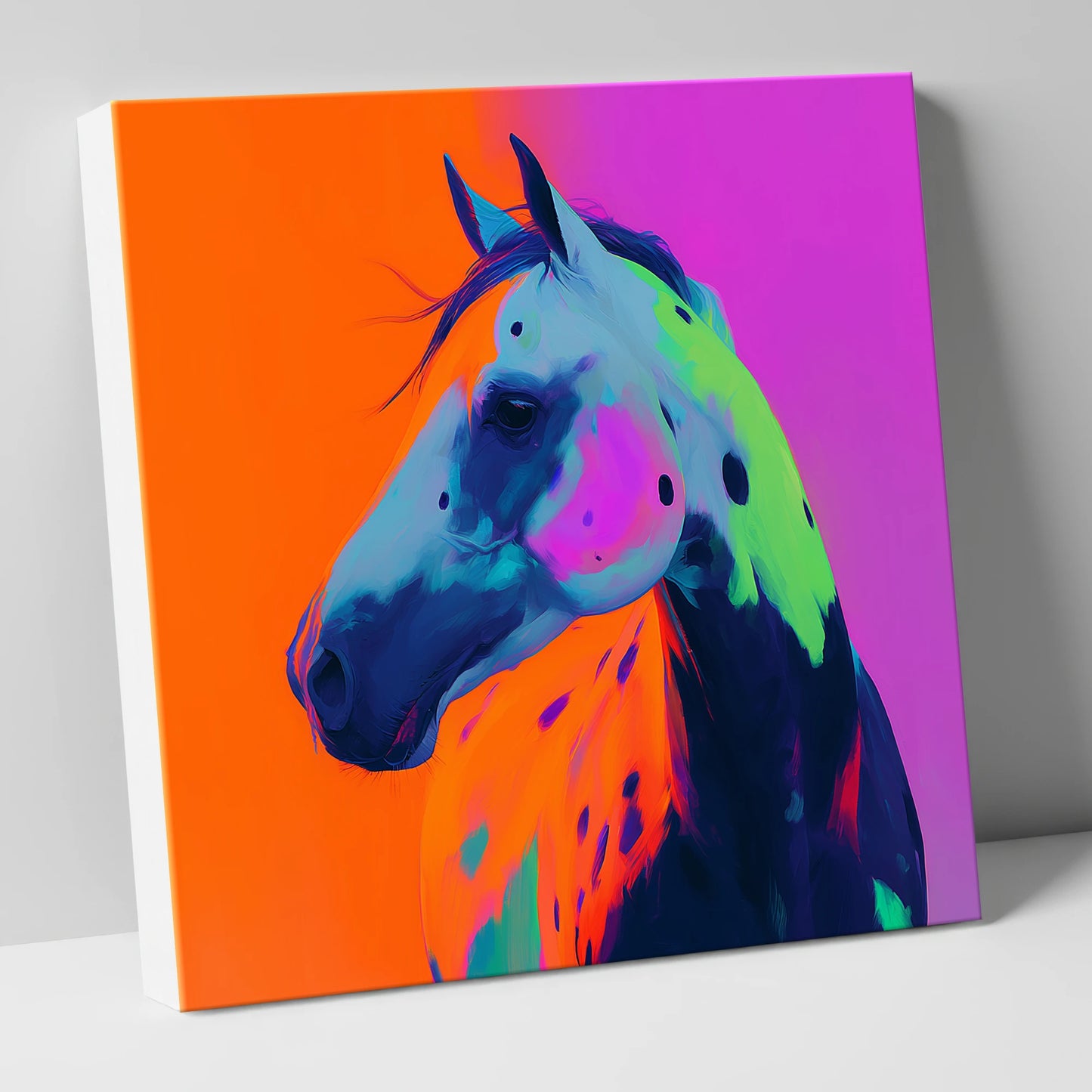Neon Appaloosa Portrait horse breed canvas wall art