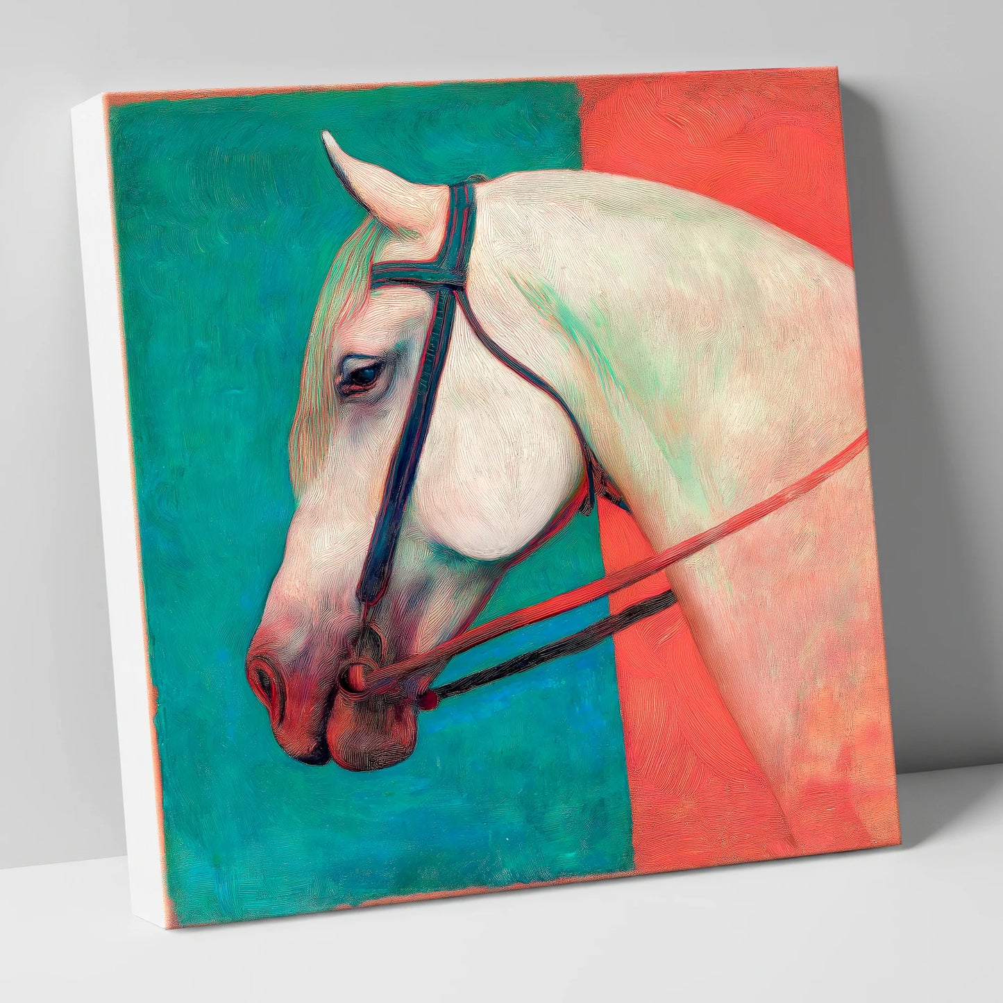 Crimson and Emerald Profile horse breed canvas wall art