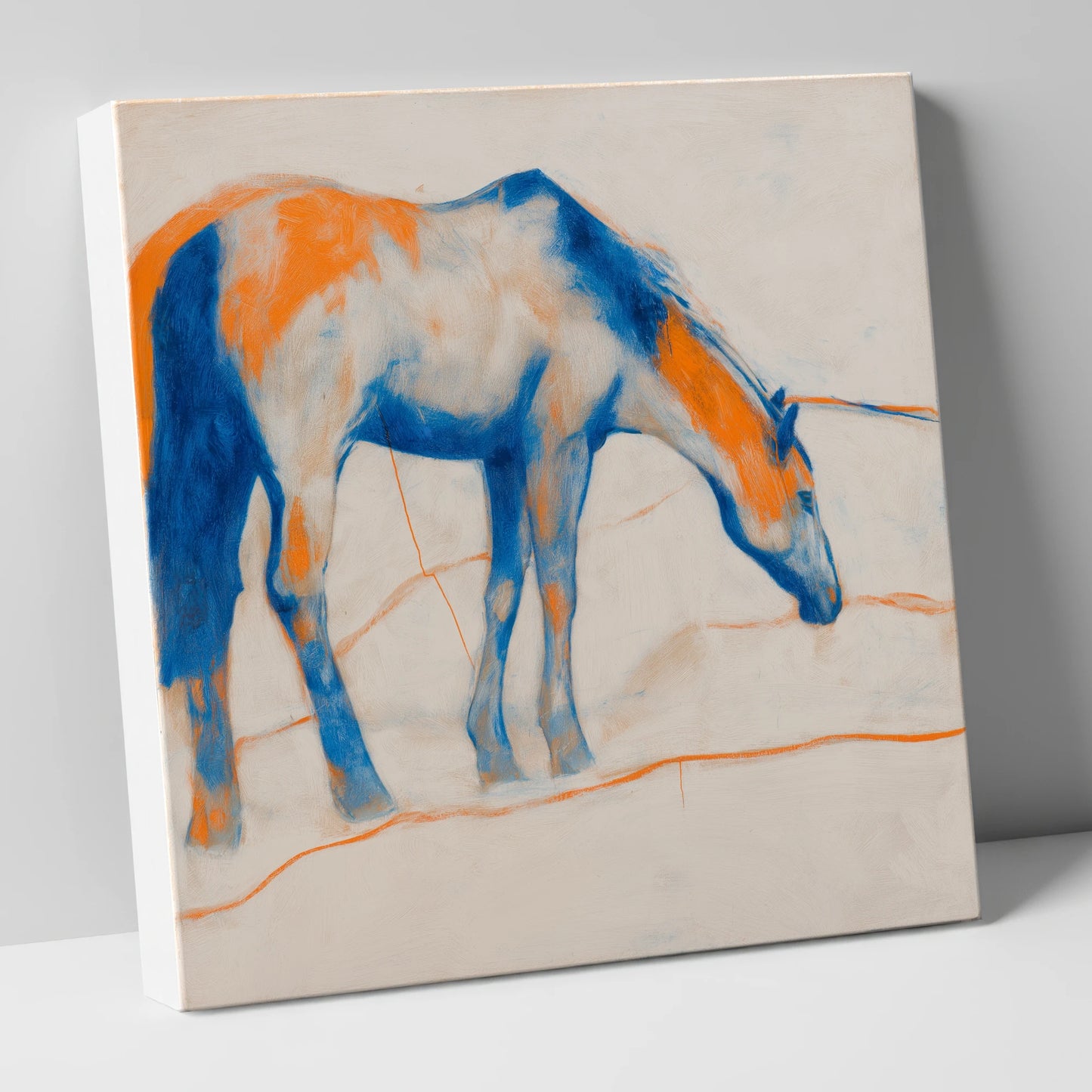Vibrant Ultramarine Grazer horse portrait canvas wall art