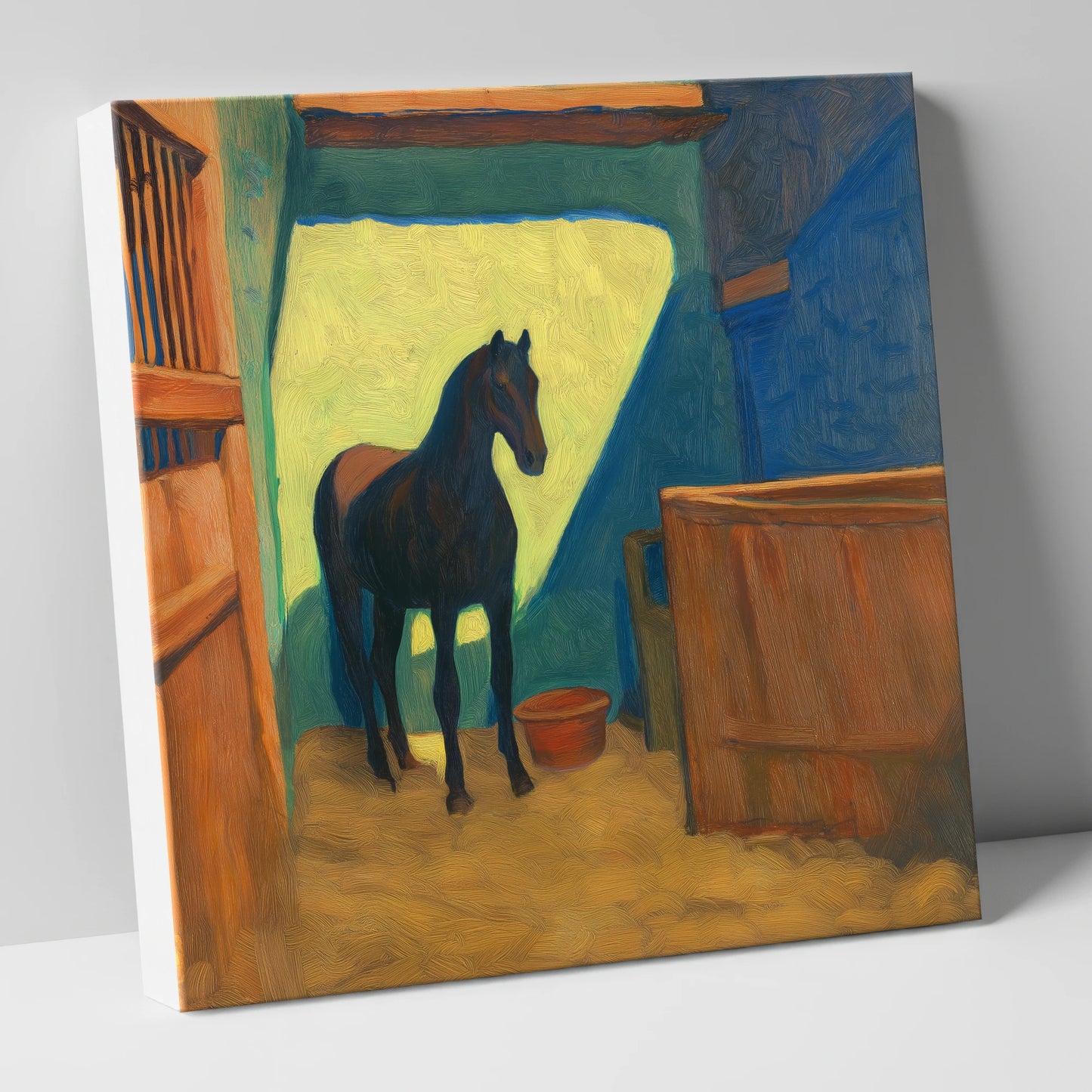 The Sunlit Stall horse stable canvas wall art