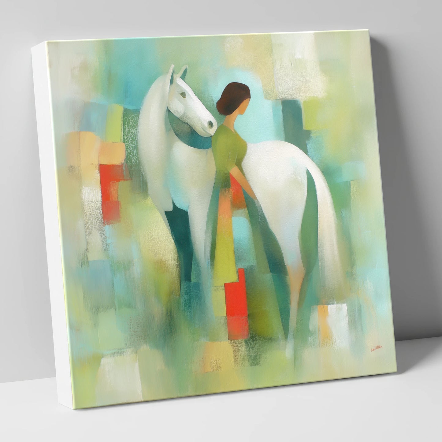Verdant Harmony horse & rider canvas wall art