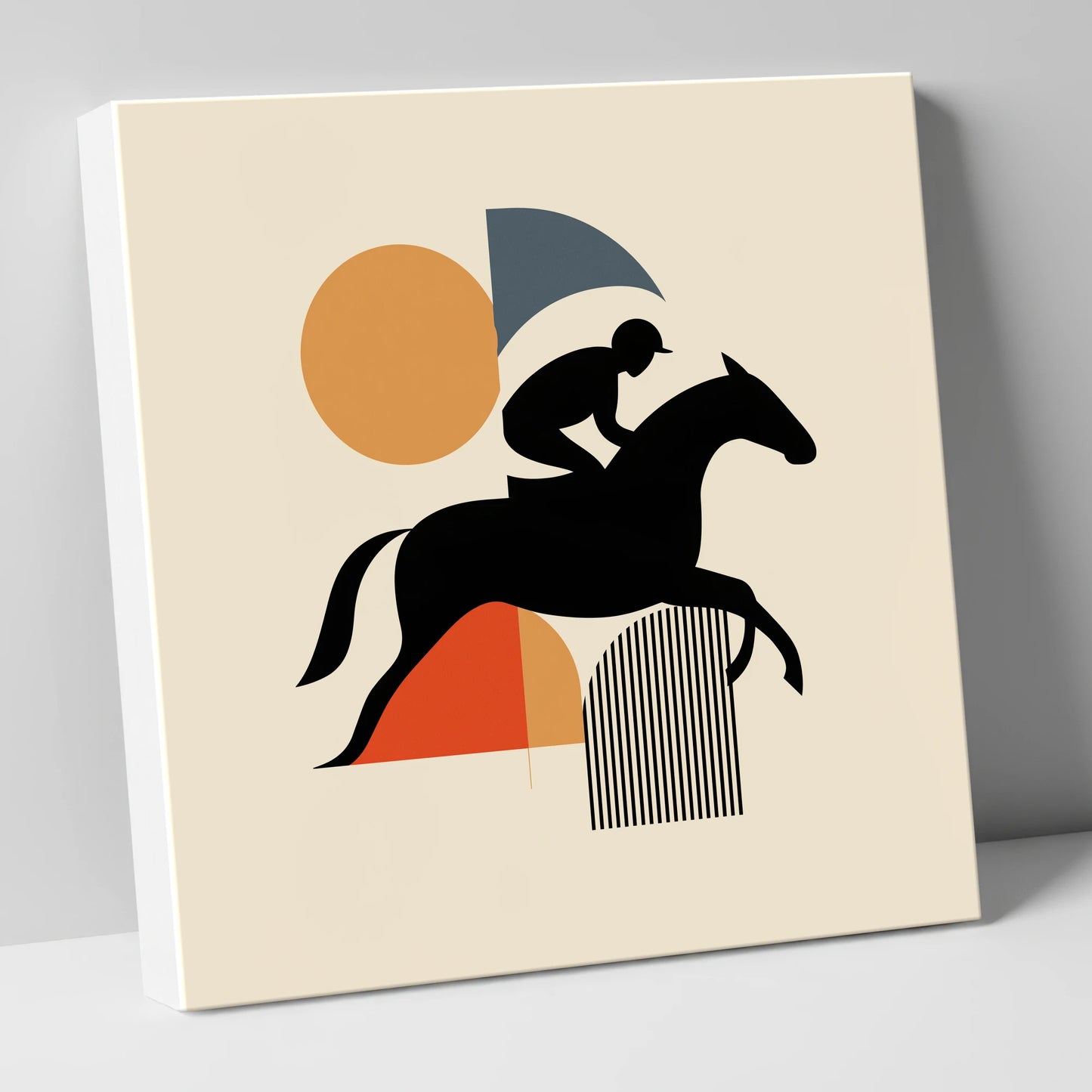 Mid-Century Racing Silhouette racing horse canvas wall art