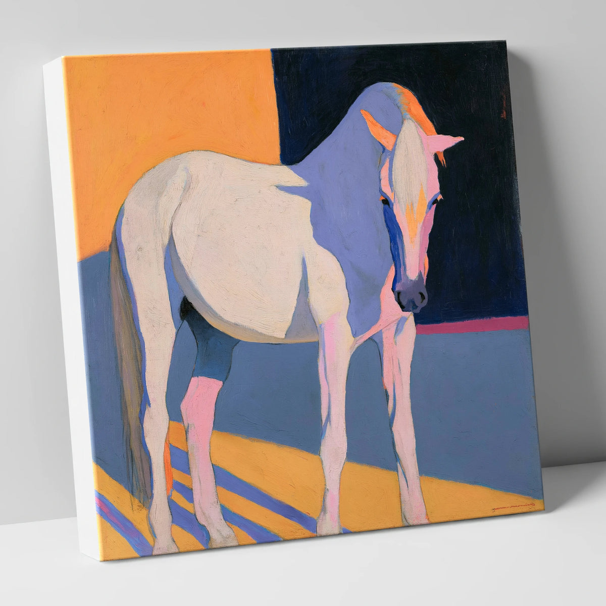 Vibrant Colour Block Grey Horse horse breed canvas wall art
