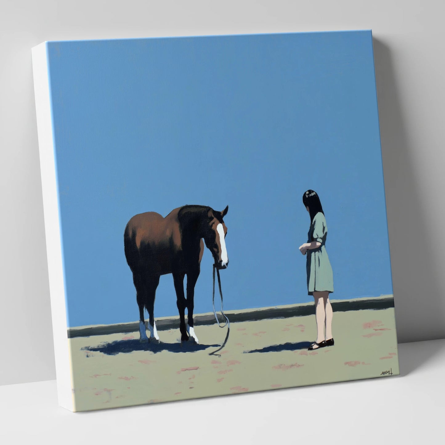 The Quiet Exchange horse & rider canvas wall art