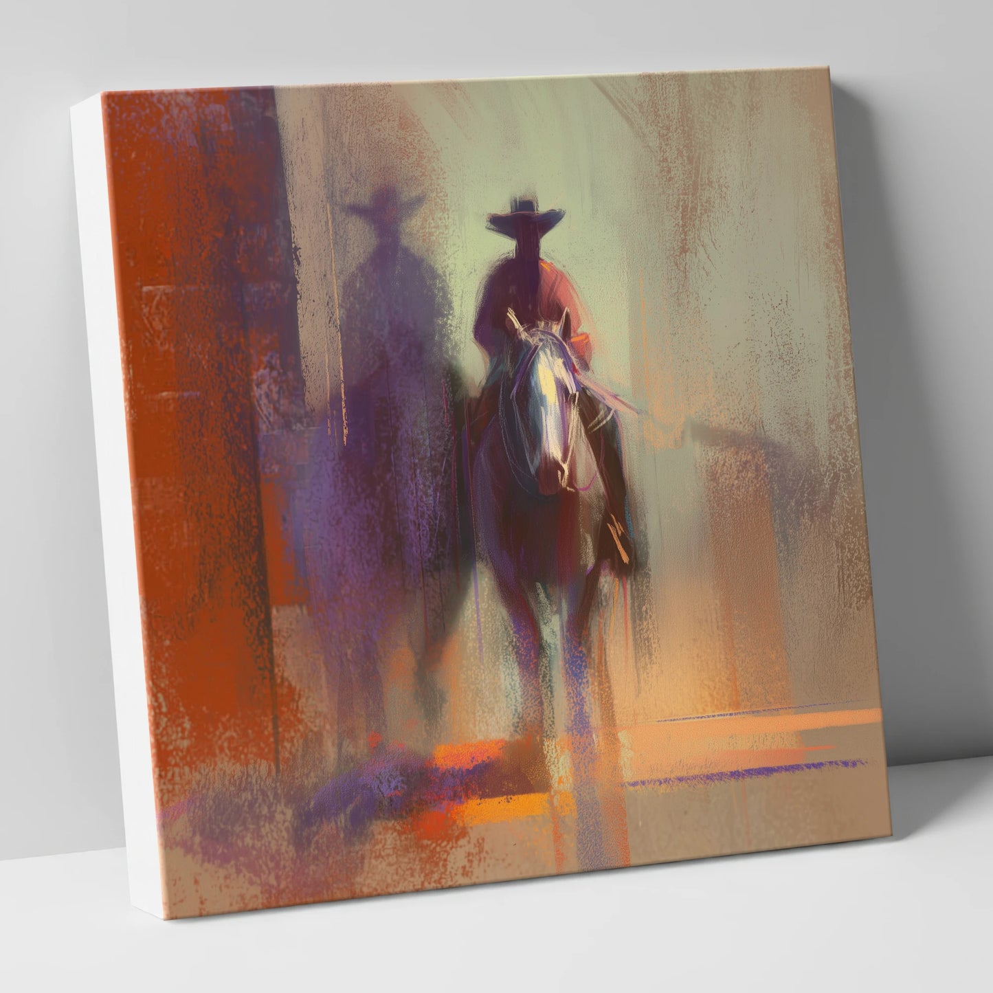 Rider in the Haze western horse canvas wall art