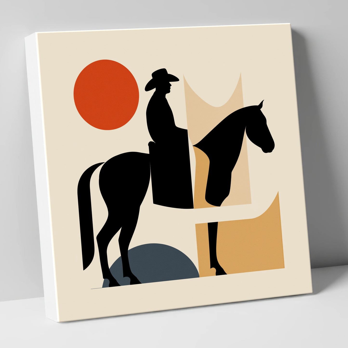 Abstract Western Silhouette western horse canvas wall art