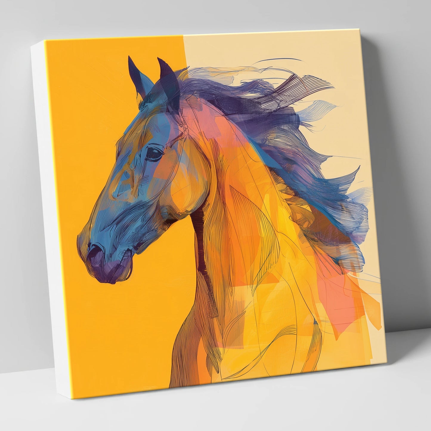 Vibrant Cobalt Equine horse breed canvas wall art