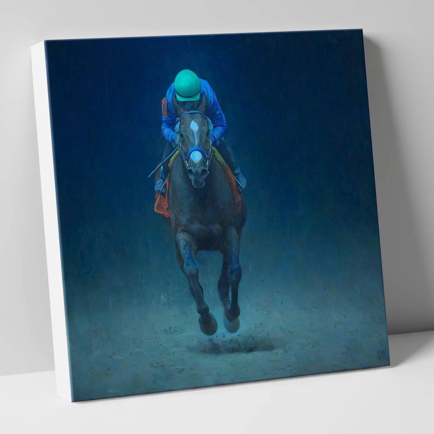 The Indigo Gallop racing horse canvas wall art