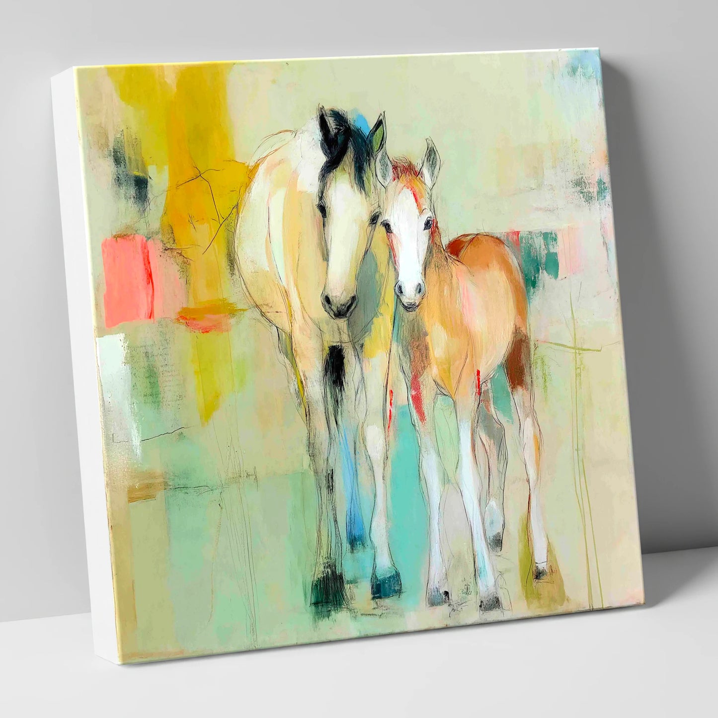 Gentle Nurture mare & foal canvas wall art