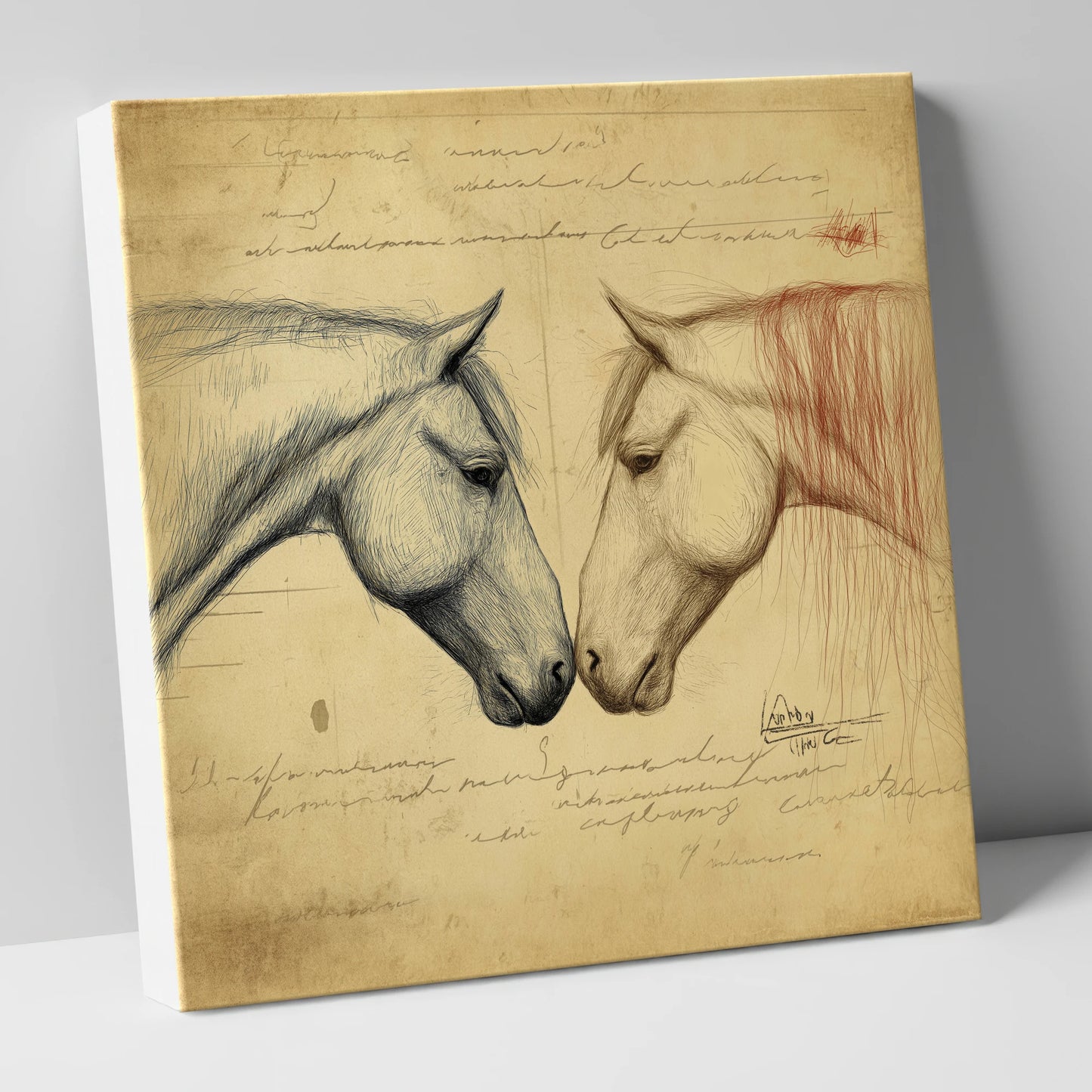 Vintage Equine Encounter horse portrait canvas wall art