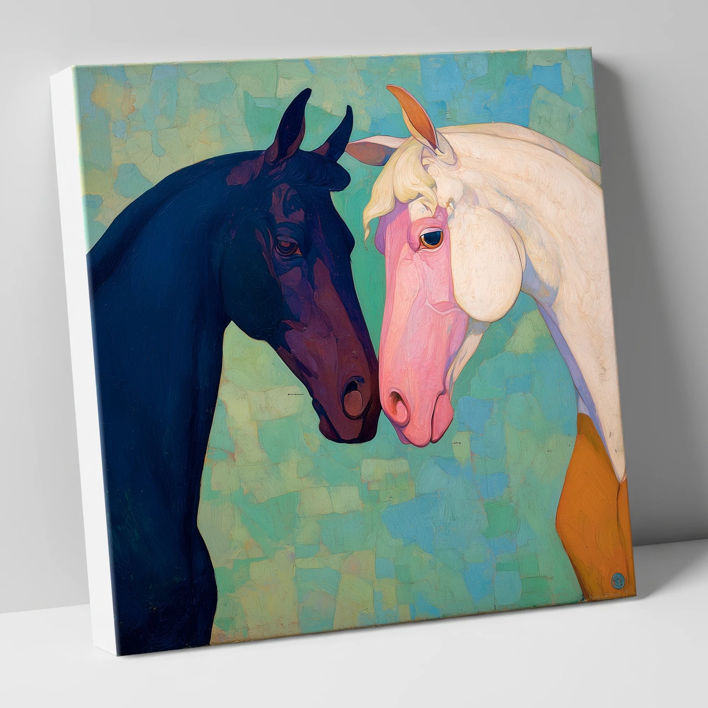 Sapphire and Rose horse portrait canvas wall art