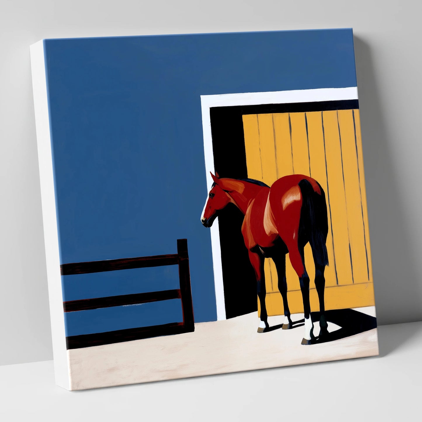 Chestnut at the Door horse stable canvas wall art