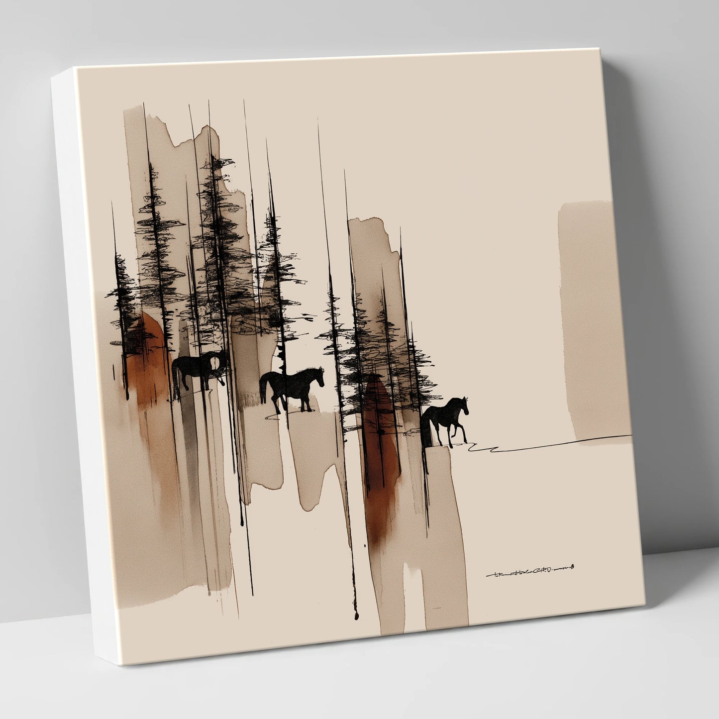 Wandering Through Pines horse landscape canvas wall art