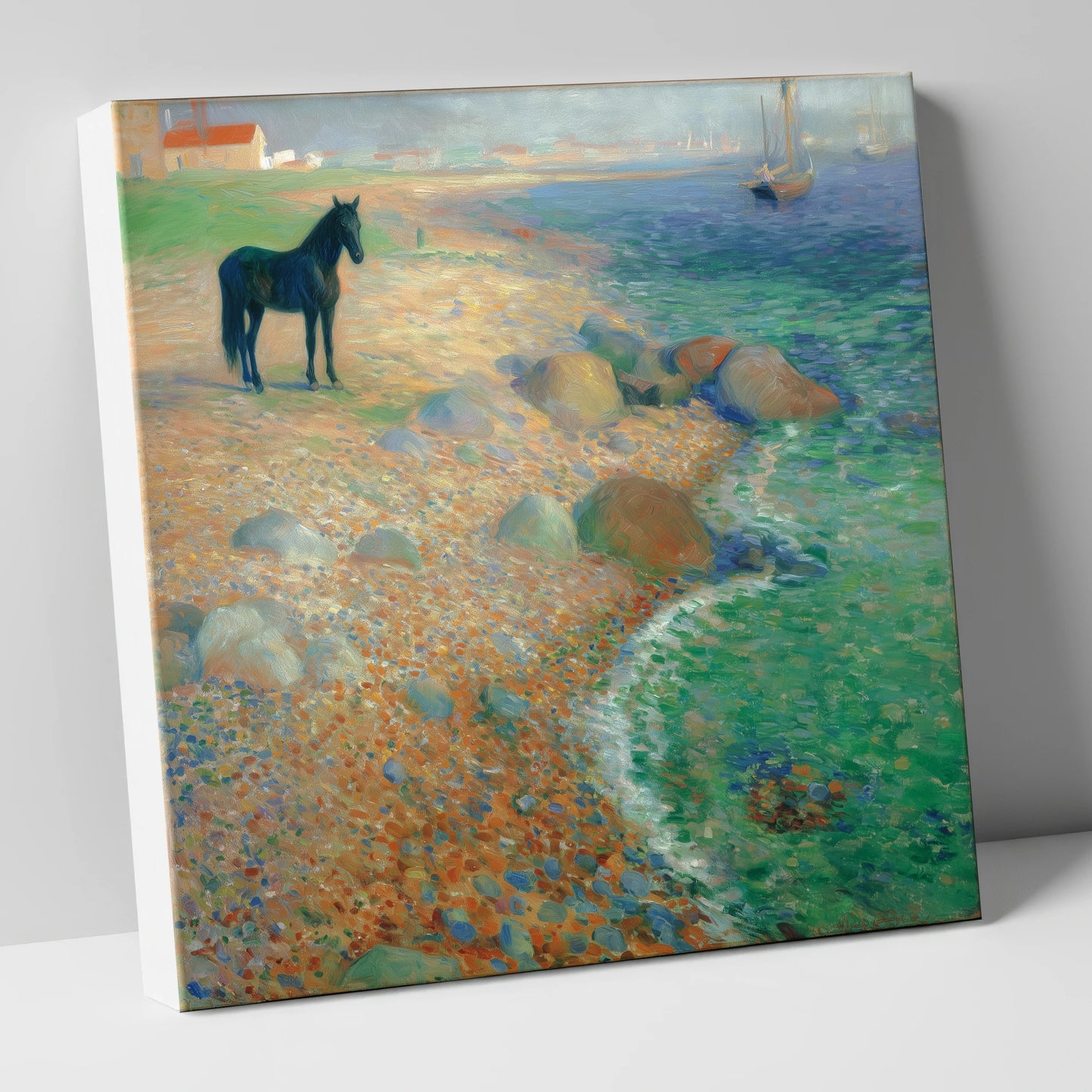 Shoreline Solitude horse landscape canvas wall art