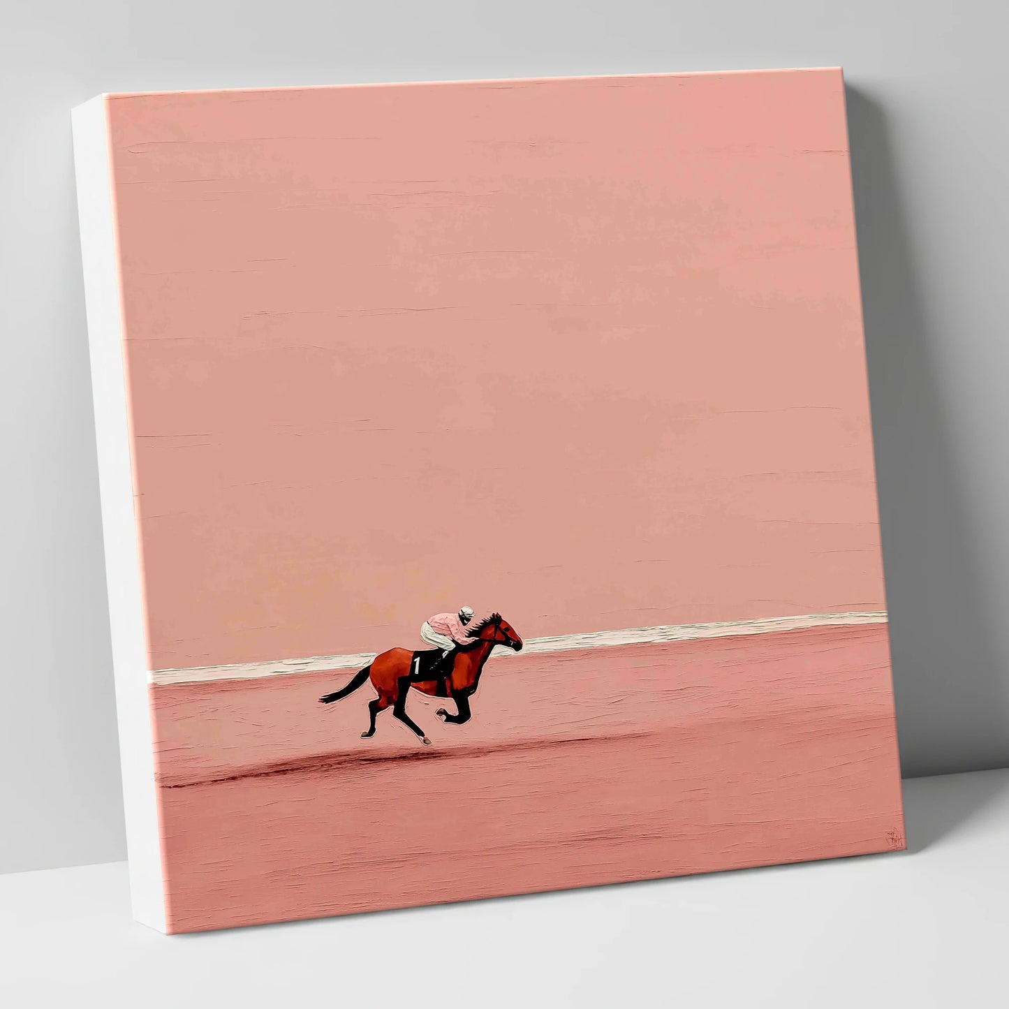Dusty Rose Stretch racing horse canvas wall art