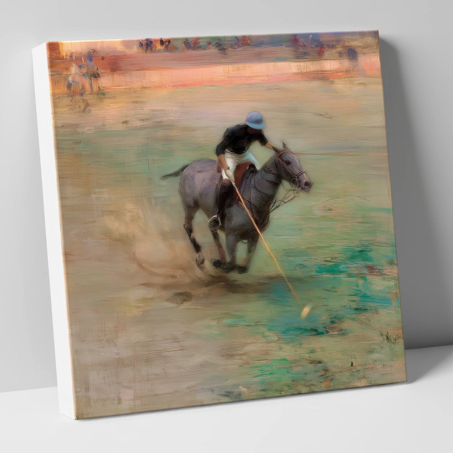 The Mid-Field Drive polo horse canvas wall art