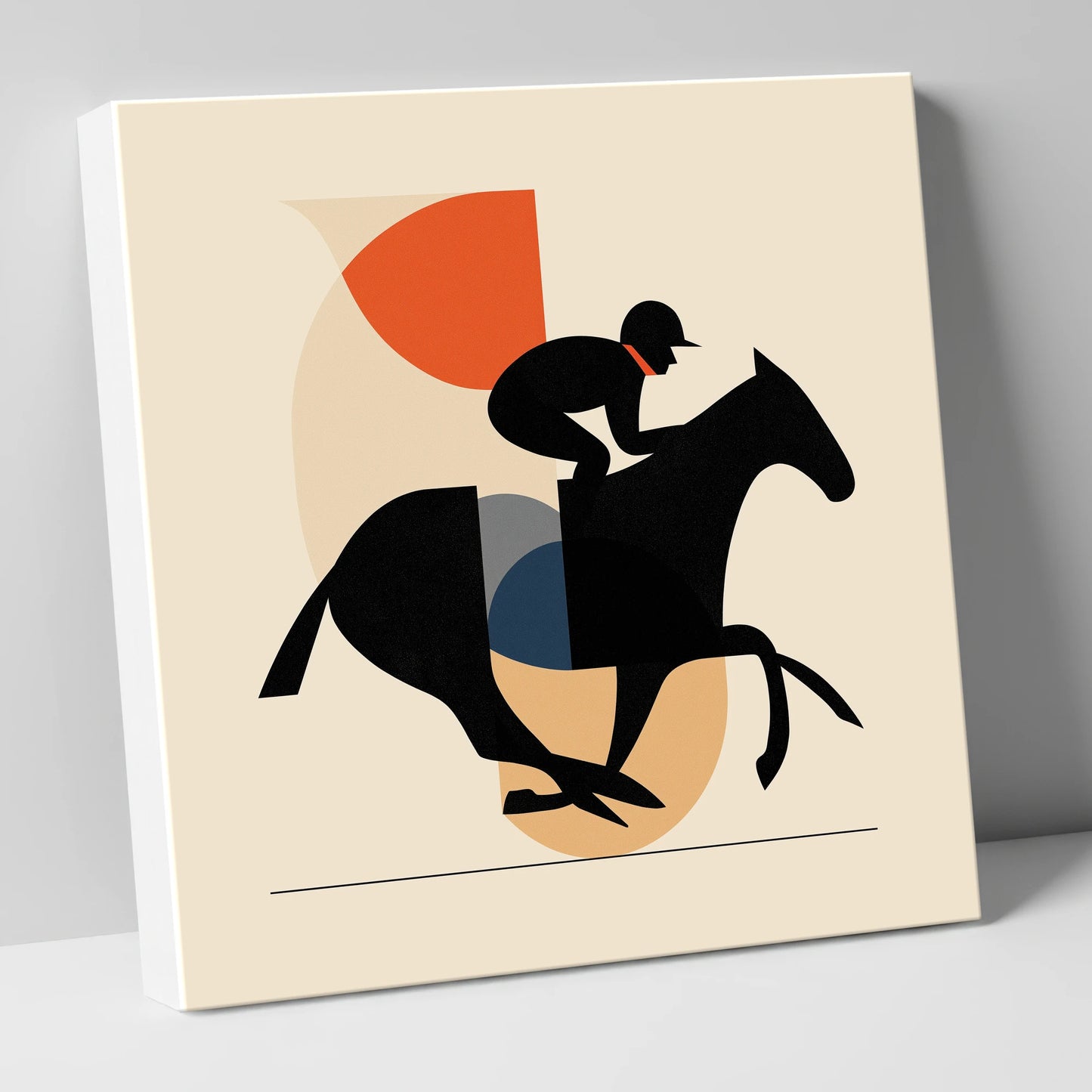 Retro Racing Silhouette racing horse canvas wall art