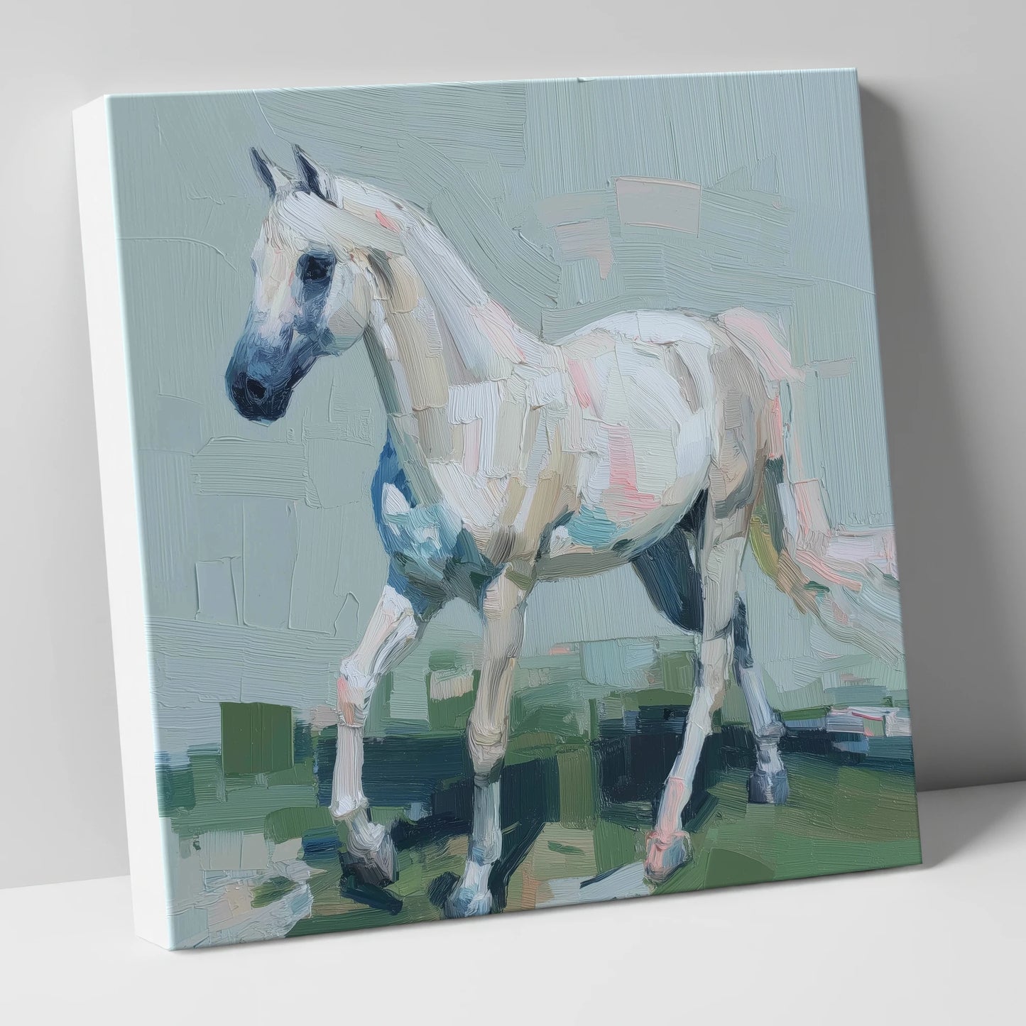 Contemporary Grey Stride horse breed canvas wall art