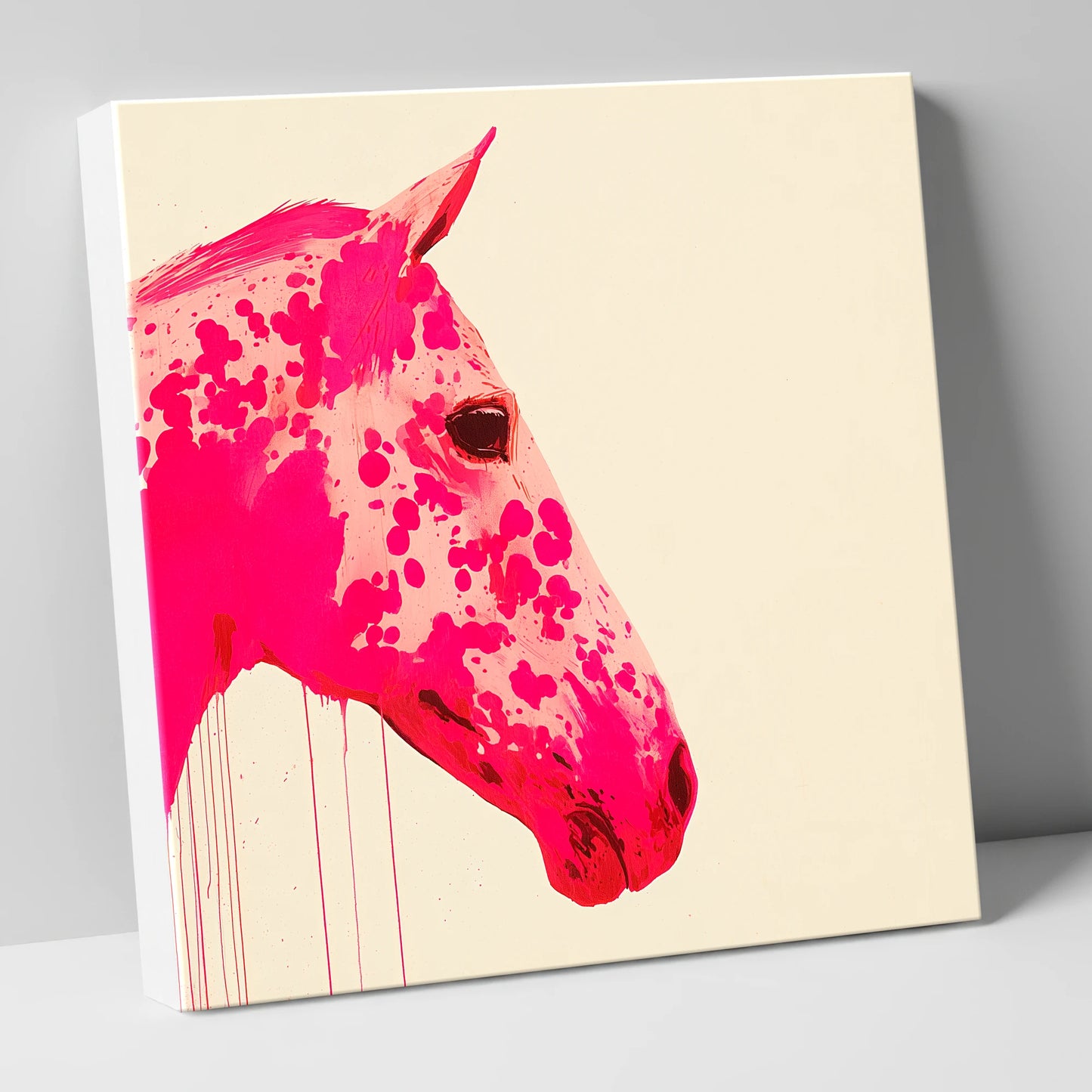 Vibrant Magenta Profile horse portrait canvas wall art
