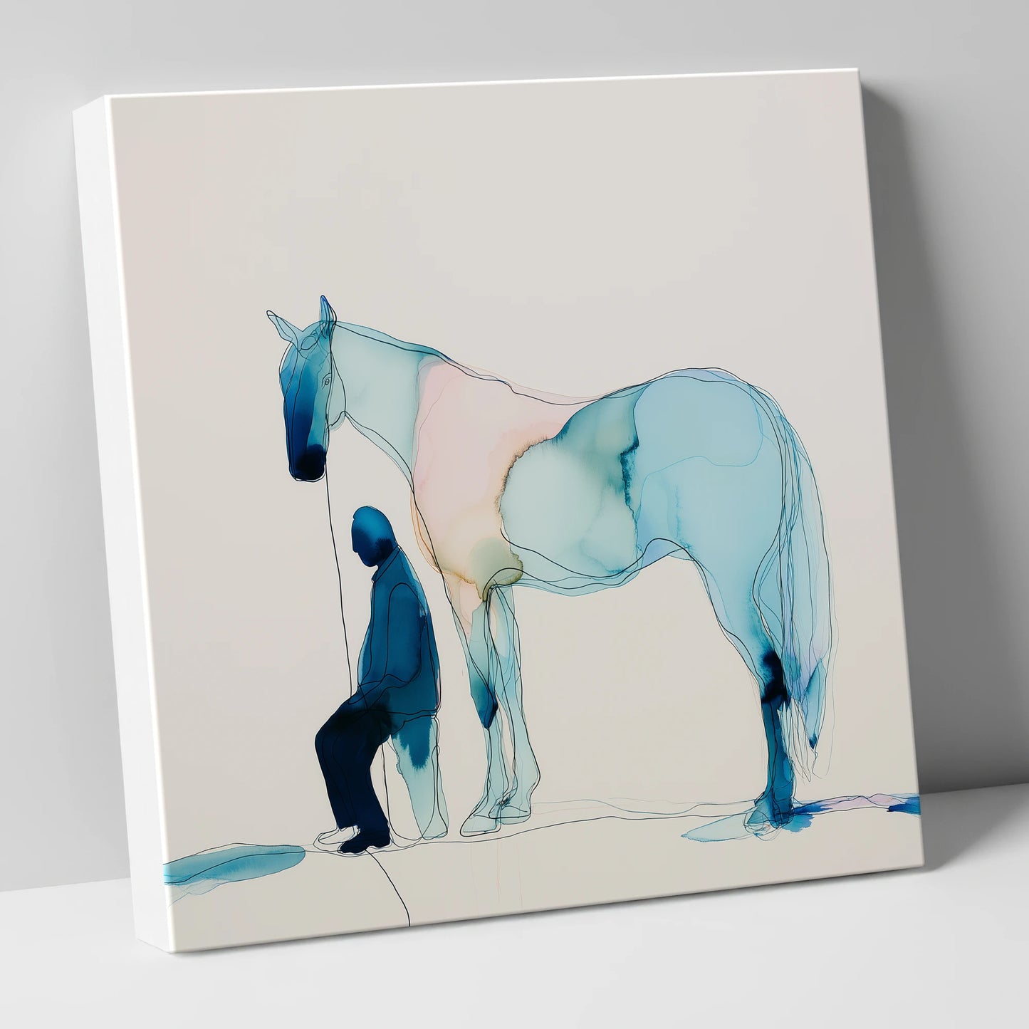 Fluid Companionship horse & rider canvas wall art