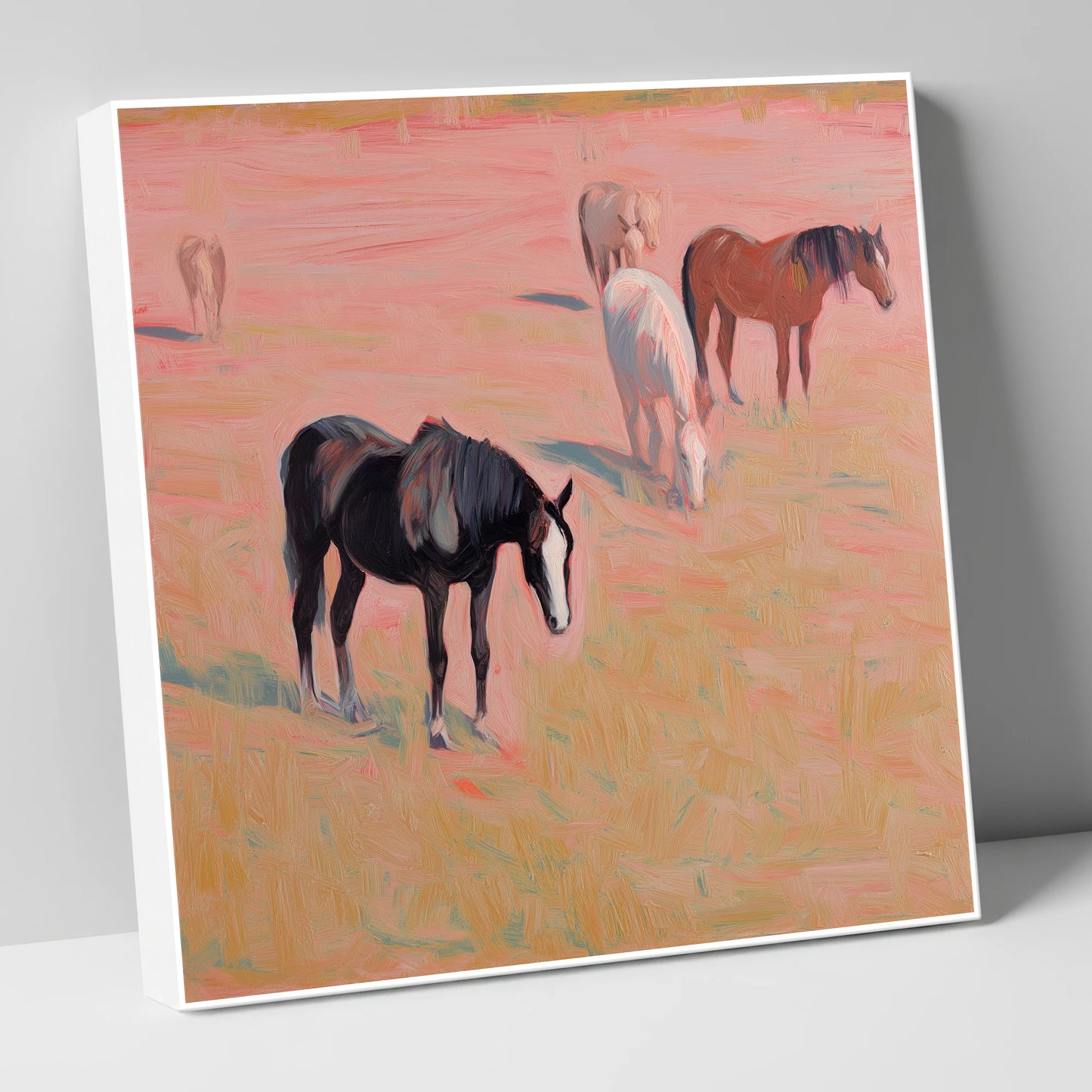 Dusky Rosa Pastures wild horses canvas wall art