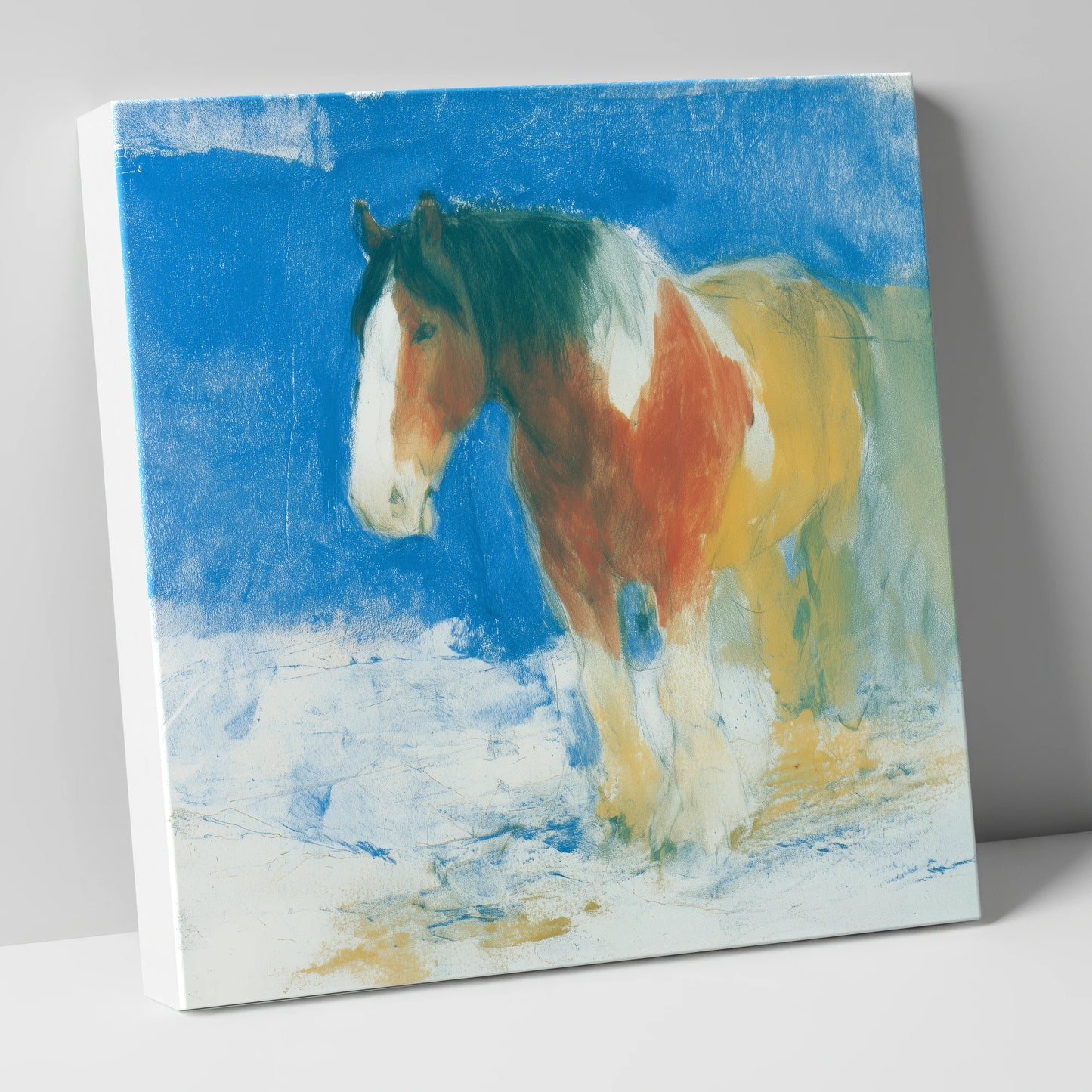Cerulean Coloured Cob horse breed canvas wall art