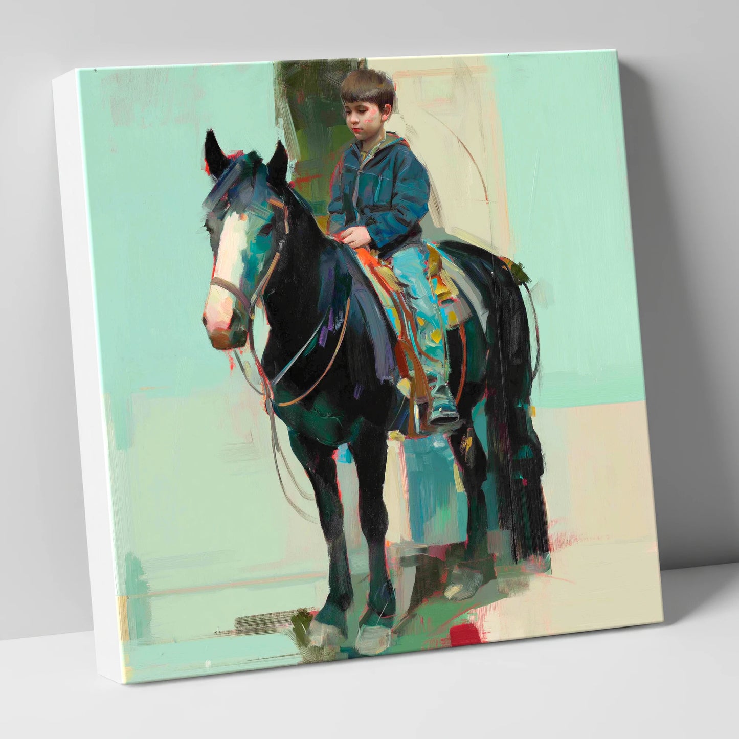 The Quiet Partnership horse & rider canvas wall art